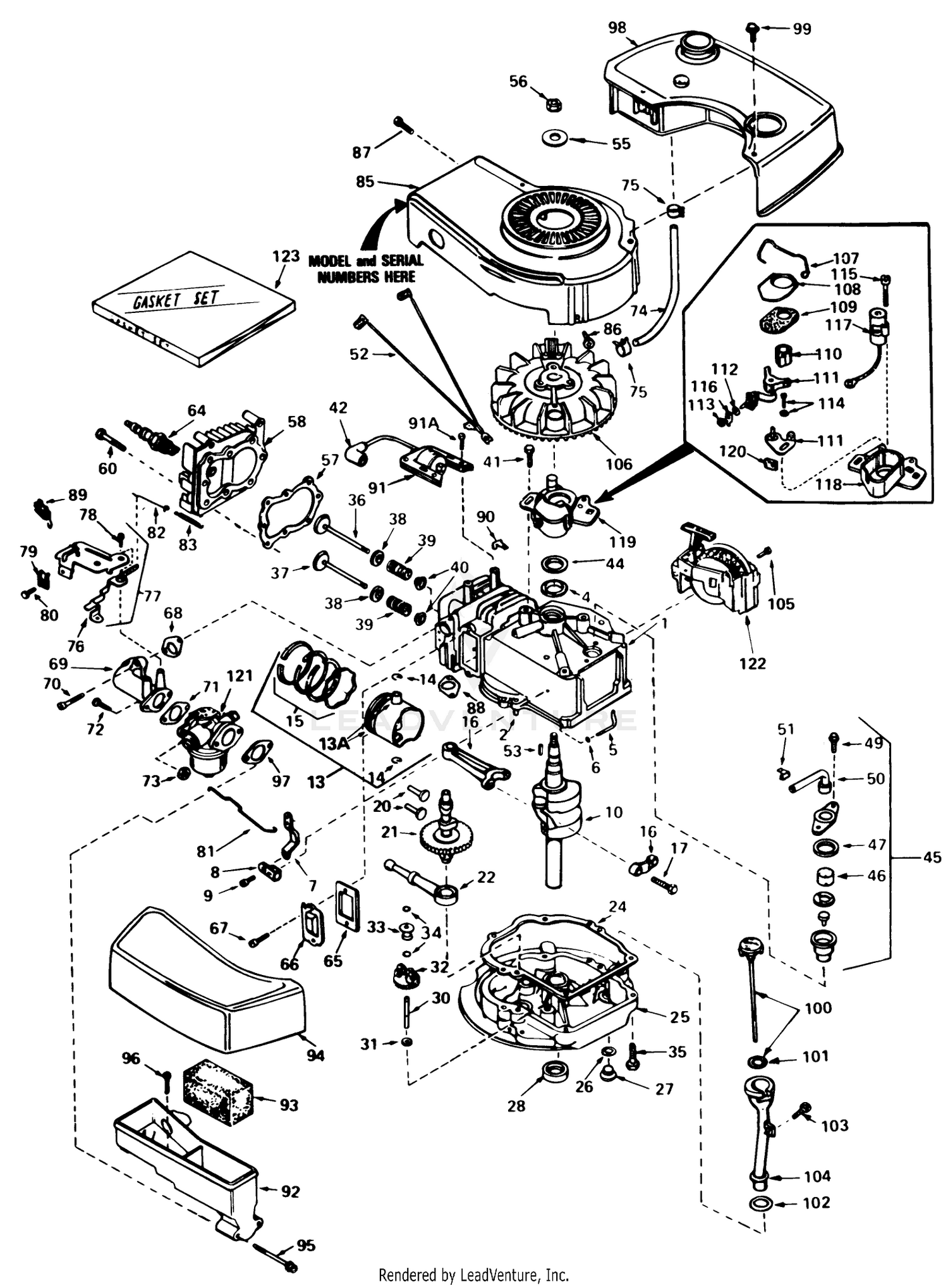 Engine Tecumseh Model No. Tnt 100-10078d