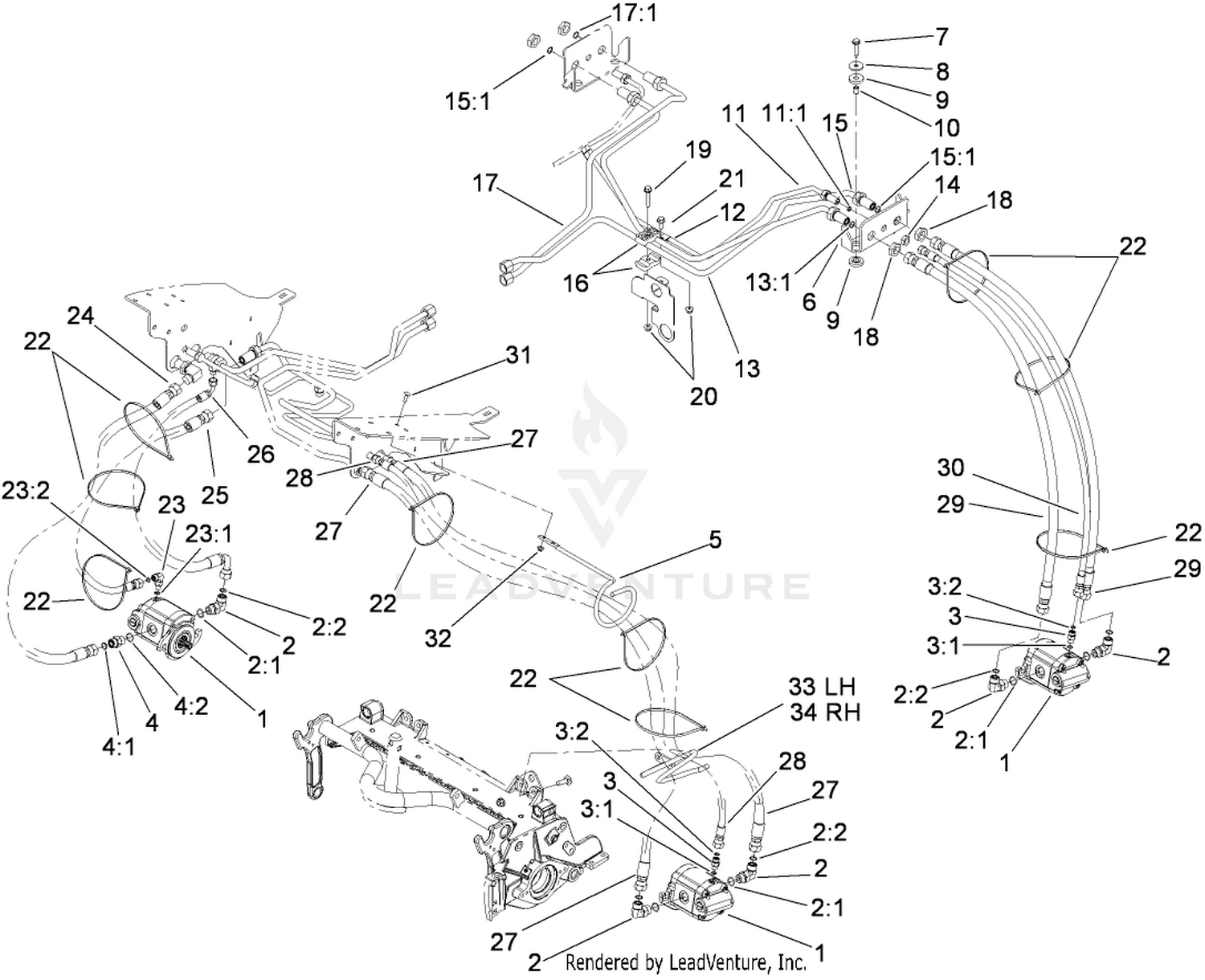 Rear Reel Drive System Plumbing  and Front Hose Assembly