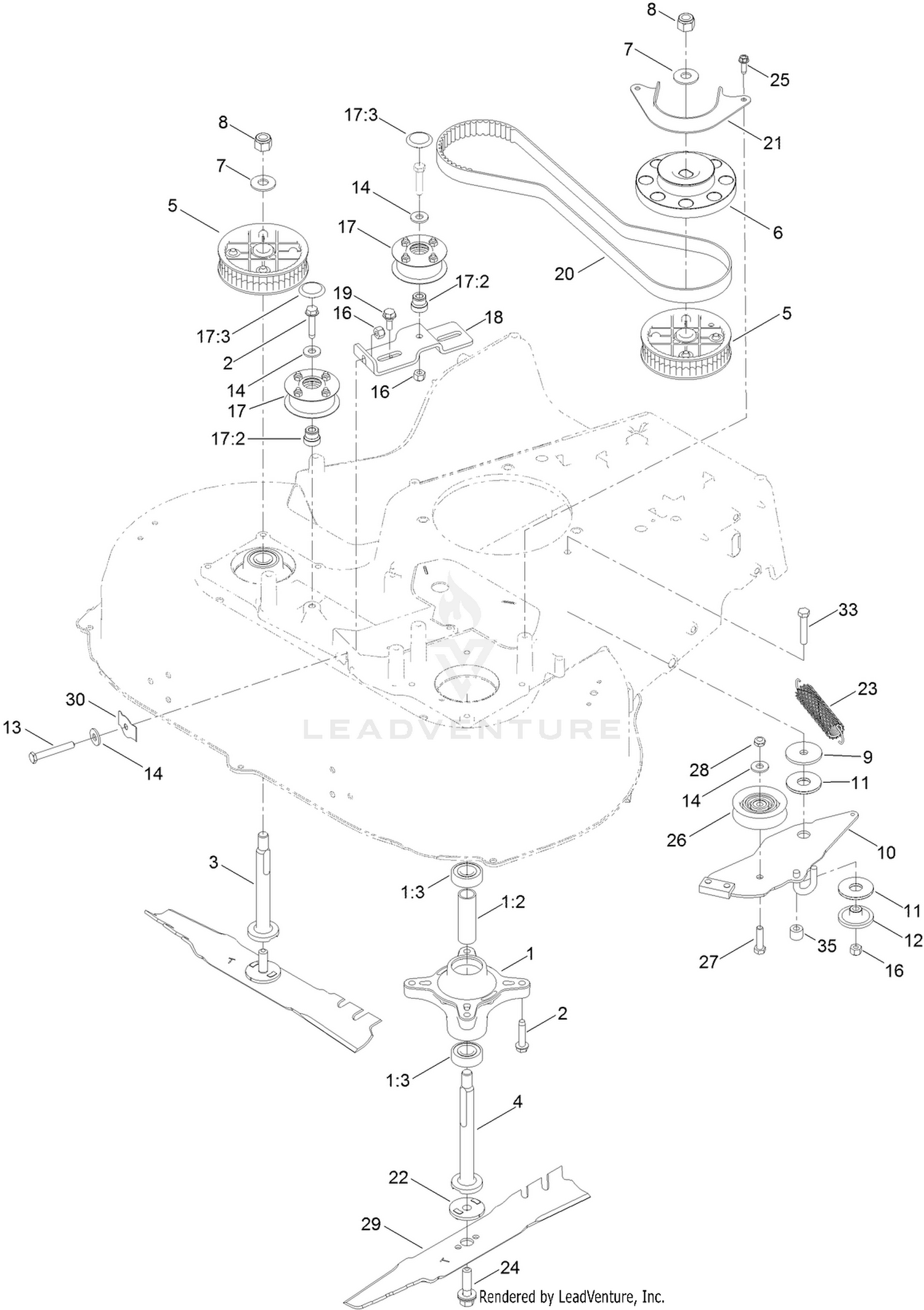 Belt, Spindle and Blade Assembly