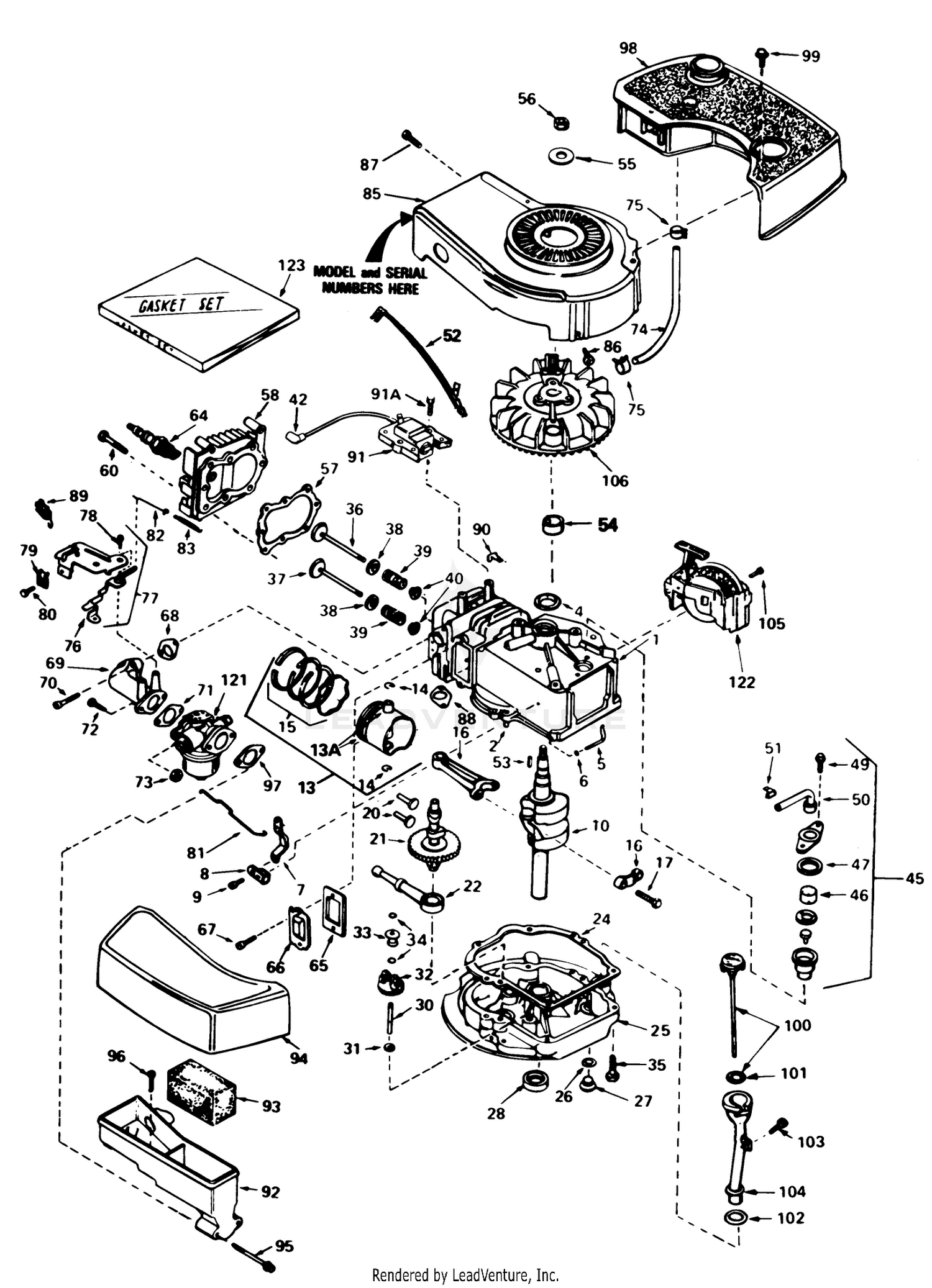 Engine Tecumseh Model No. Tnt 100-10077e