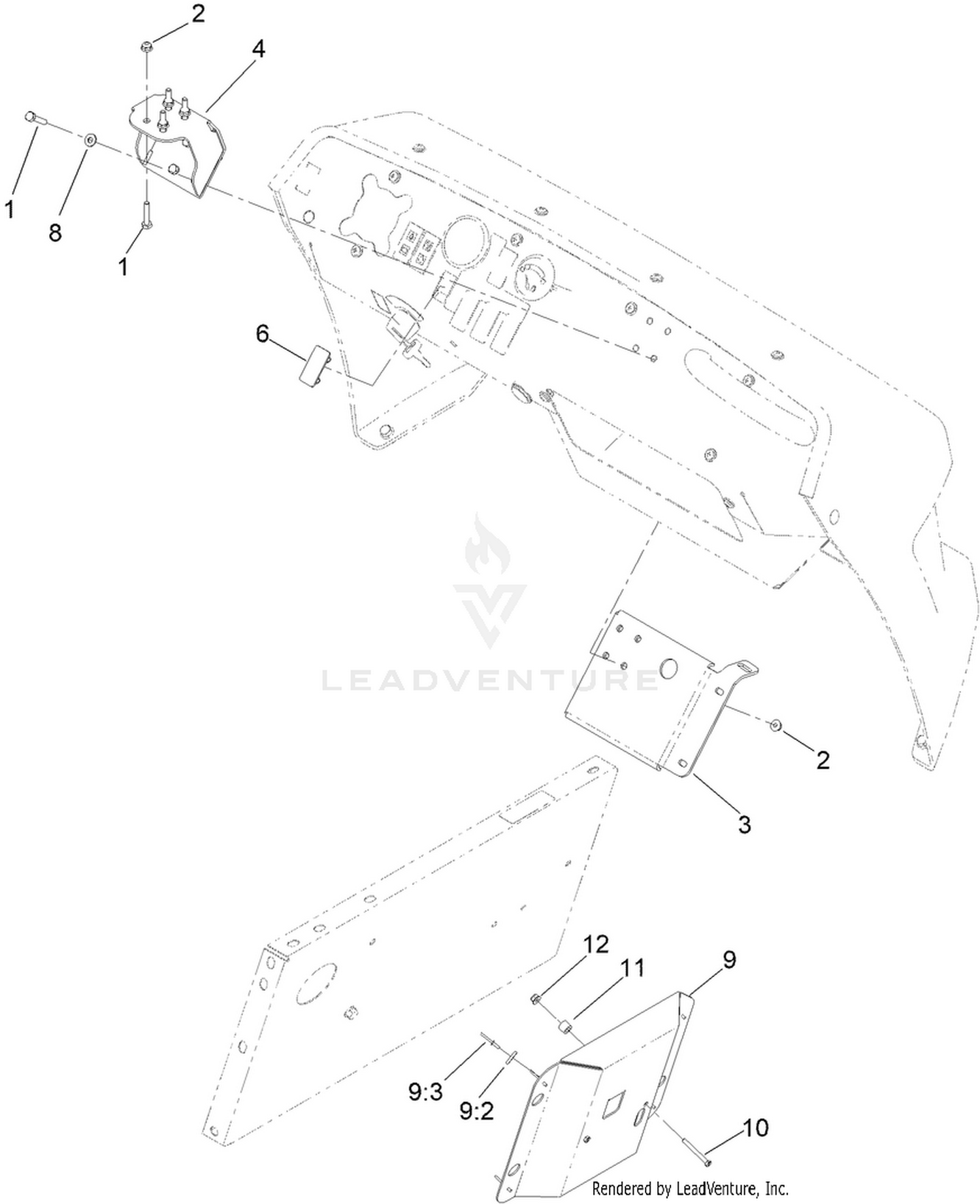 Monitor and Modem Mount Assembly