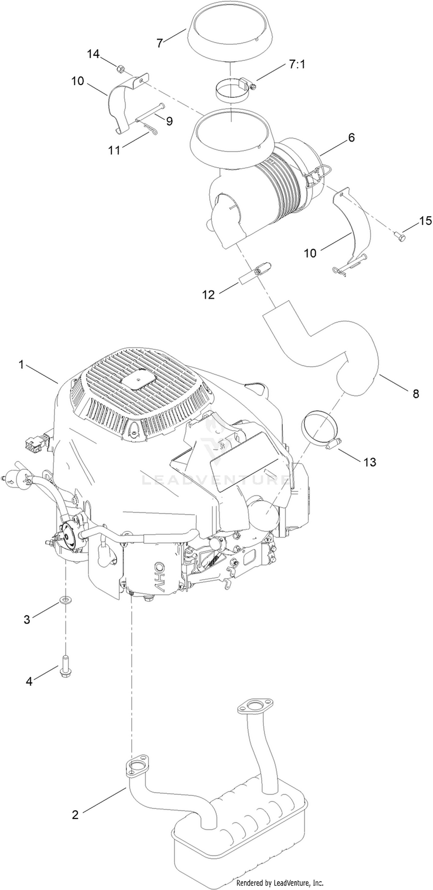 Engine and Muffler Assembly