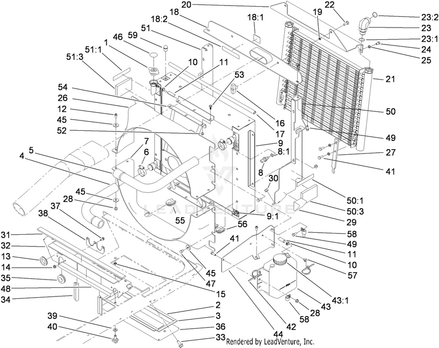 Radiator, Oil Cooler and Support Assembly