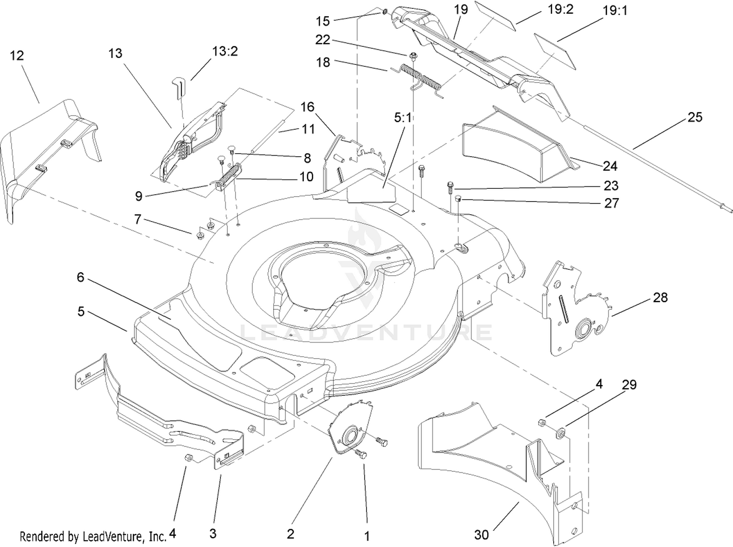 Deck, Side Chute and Rear Door Assembly