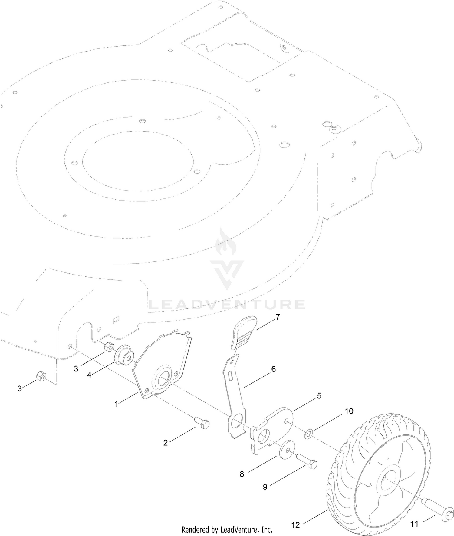 Front Wheel and Height-of-Cut Assembly