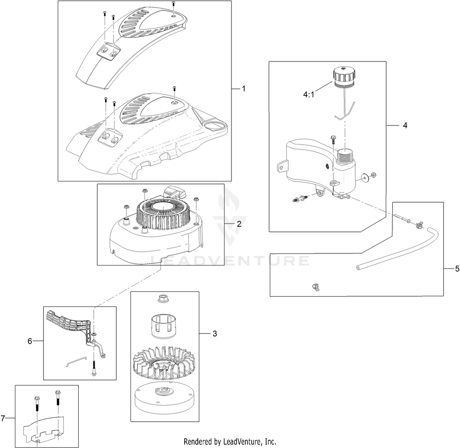 Shroud, Flywheel and Fuel Tank Assembly