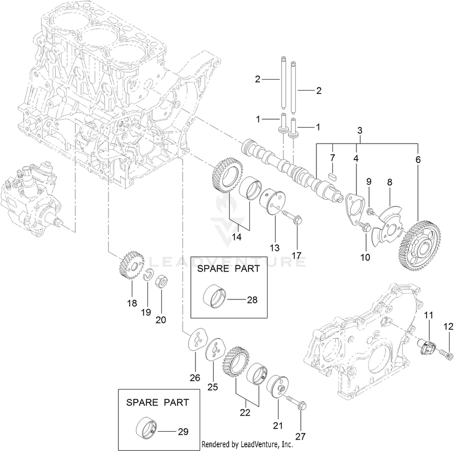Camshaft and Driving Gear Assembly