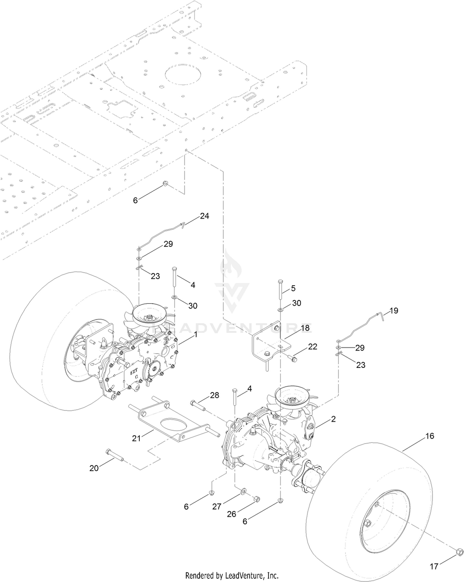 Hydro Transaxle Drive and Rear Wheel Assembly