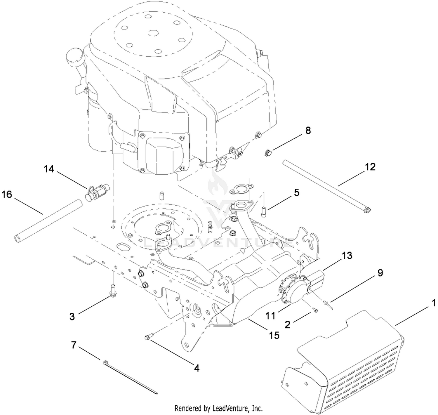 Engine and Muffler Assembly