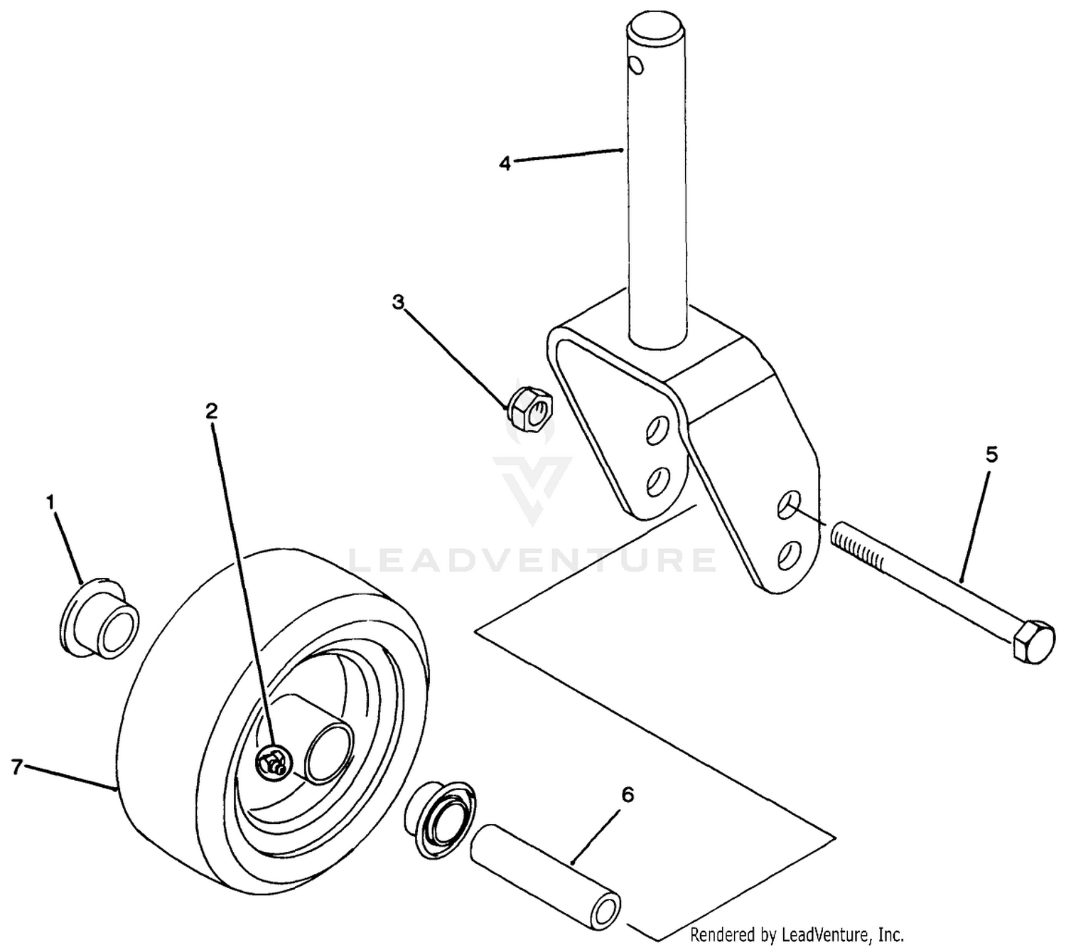 Front Castor Fork Assembly