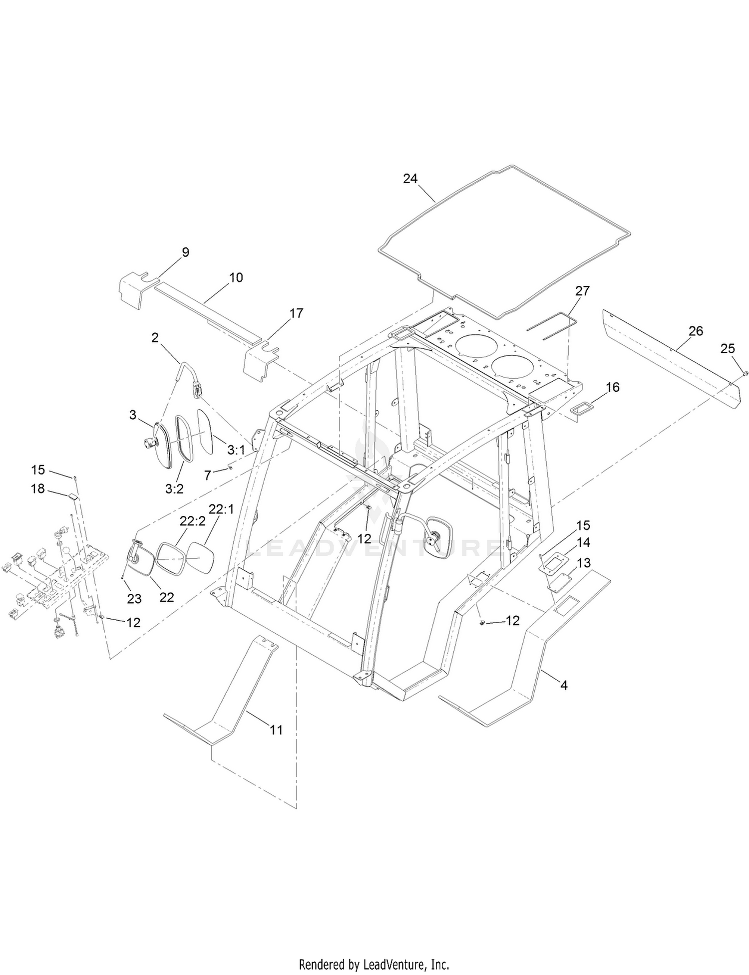 Cab Frame, Mount and Seal Assembly