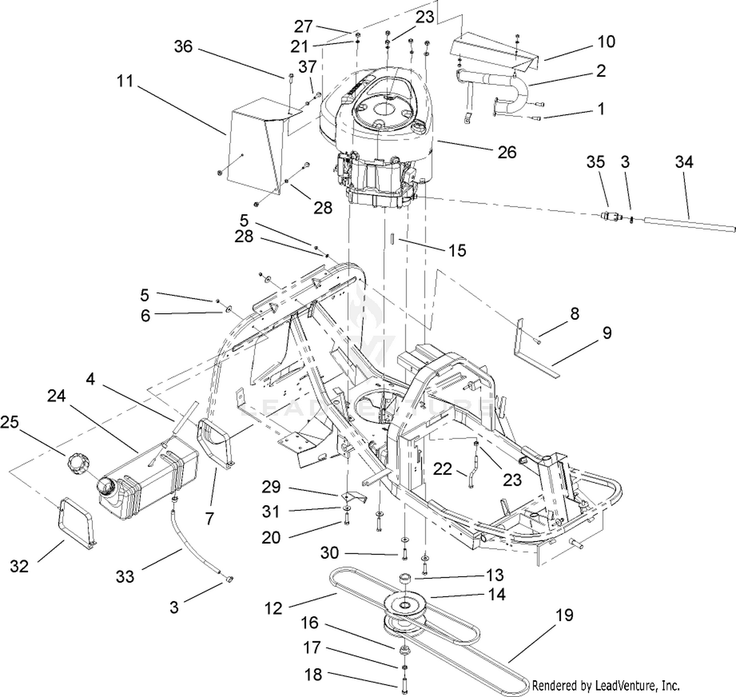 Engine and Fuel Tank Assembly