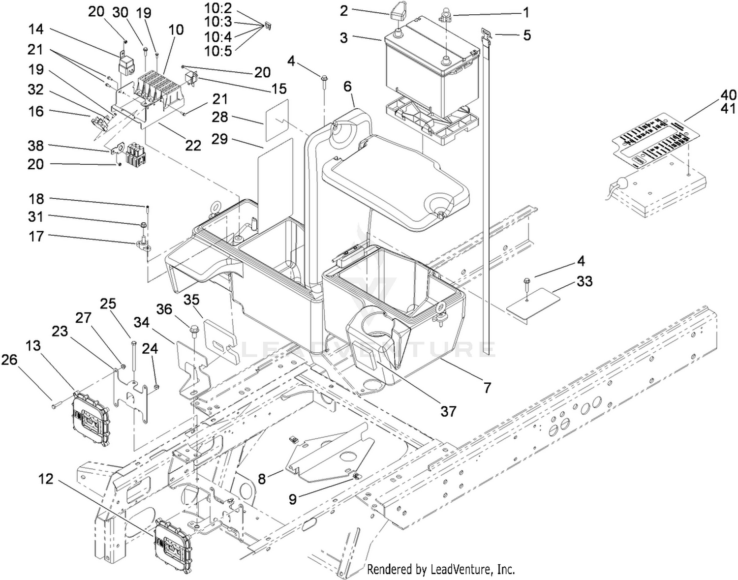 Power Center, Battery and Storage Box Assembly