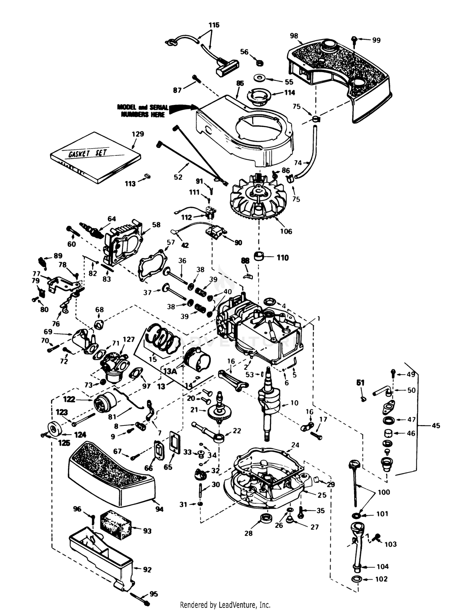 Engine Tecumseh Model No. Tnt 100-10095e