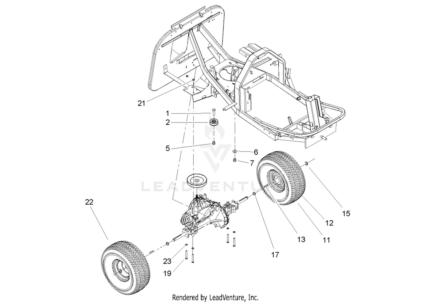 Rear Wheel and Transmission Assembly