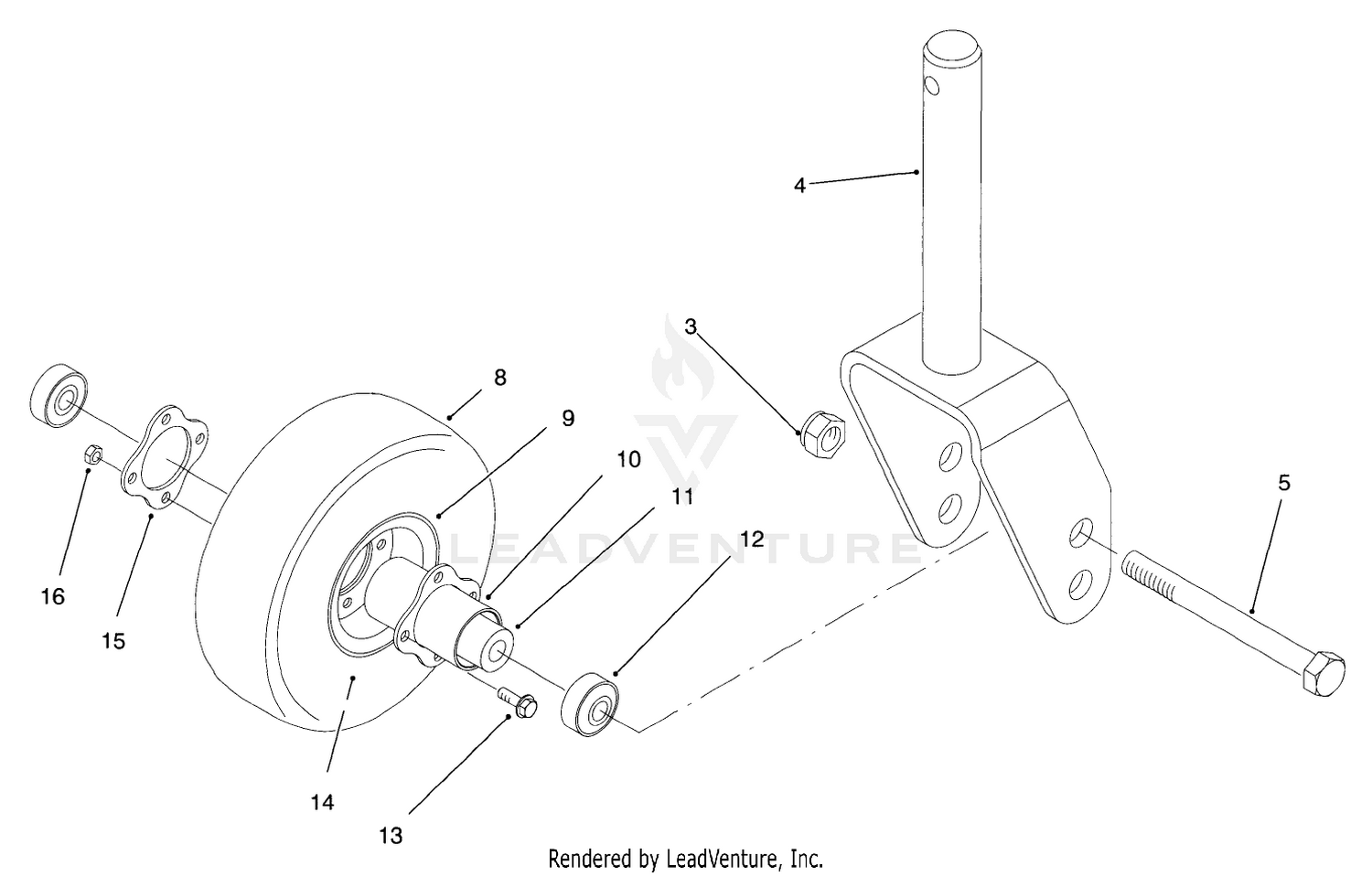 Front Castor Fork Assembly