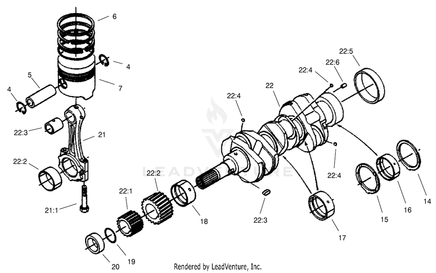 Piston and Crankcase Assembly