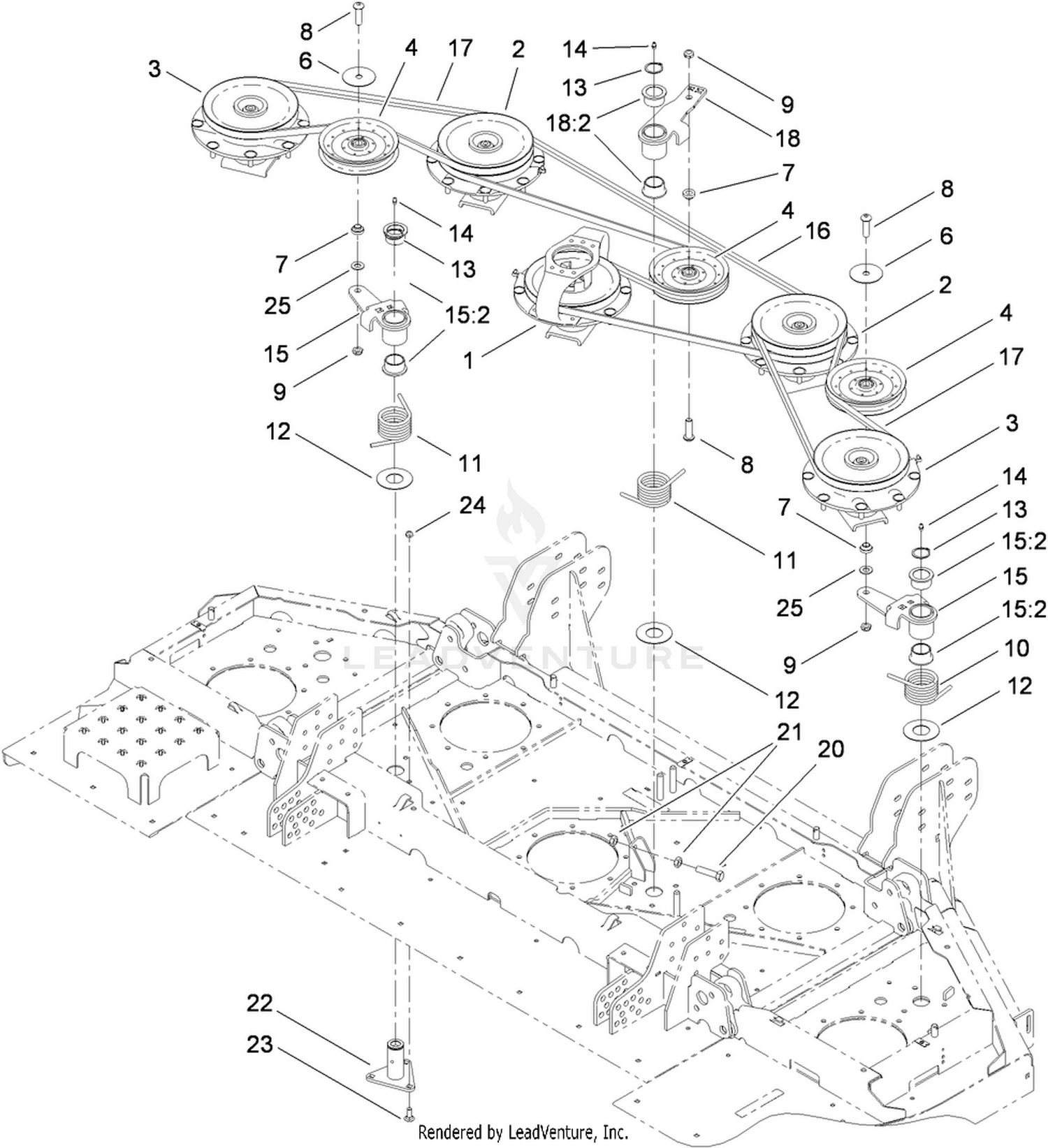 Center Deck  Belt and Pulley Assembly