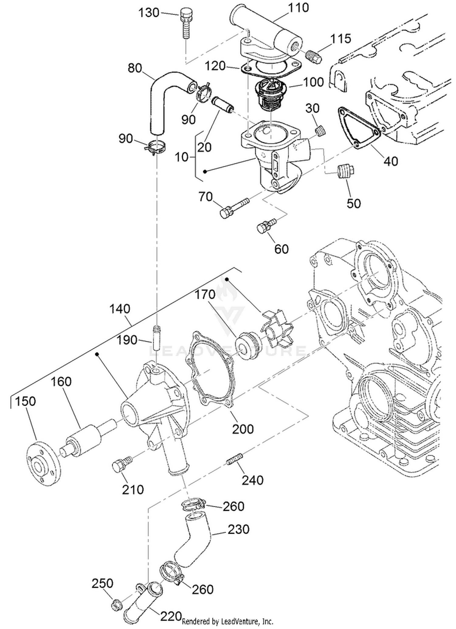 Thermostat and Water Pump Assembly