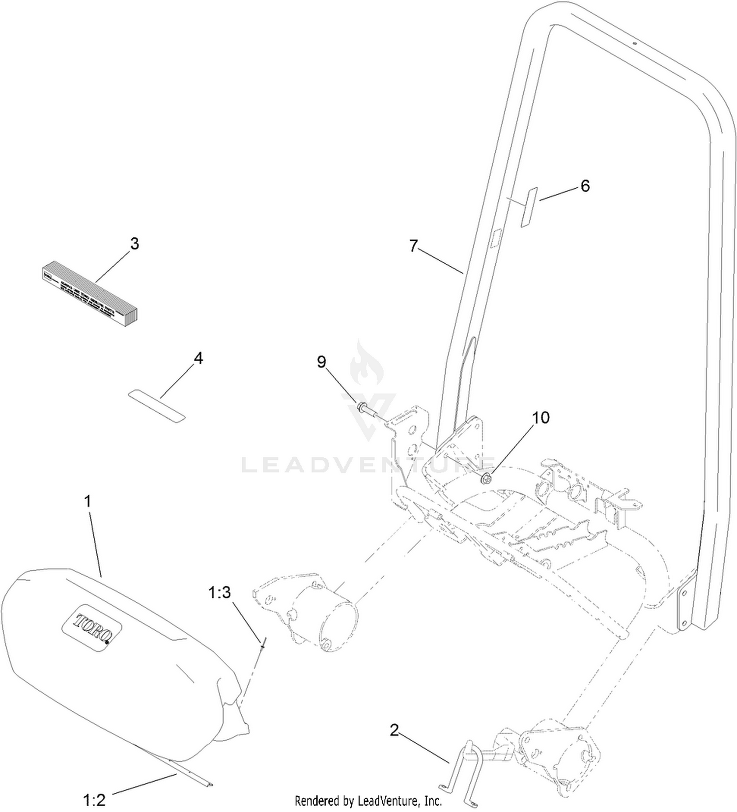 Grass Basket and Roll-Over Protection System Assembly