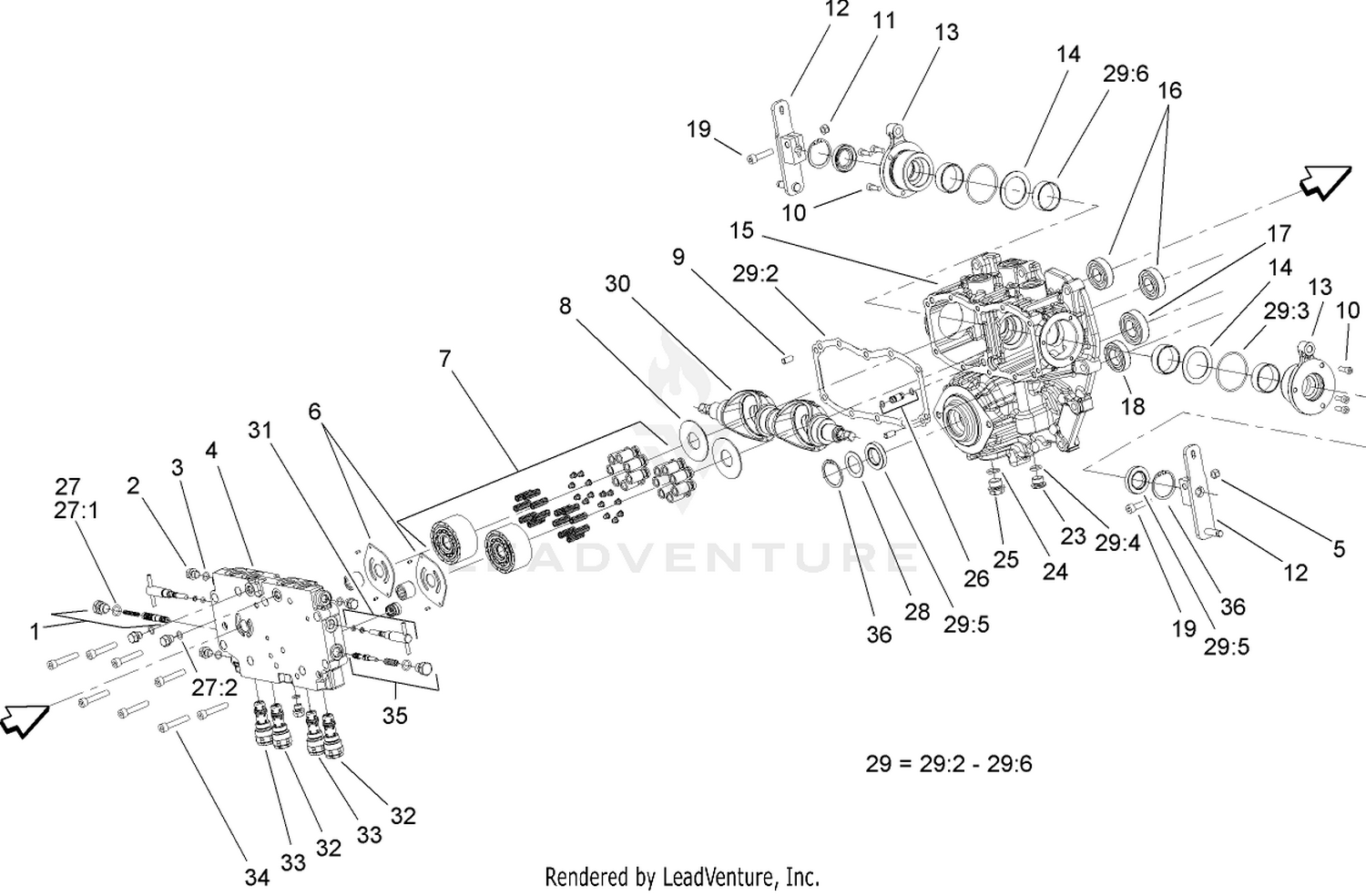 Center Section Assembly  Transmission Assembly No. 107-0801