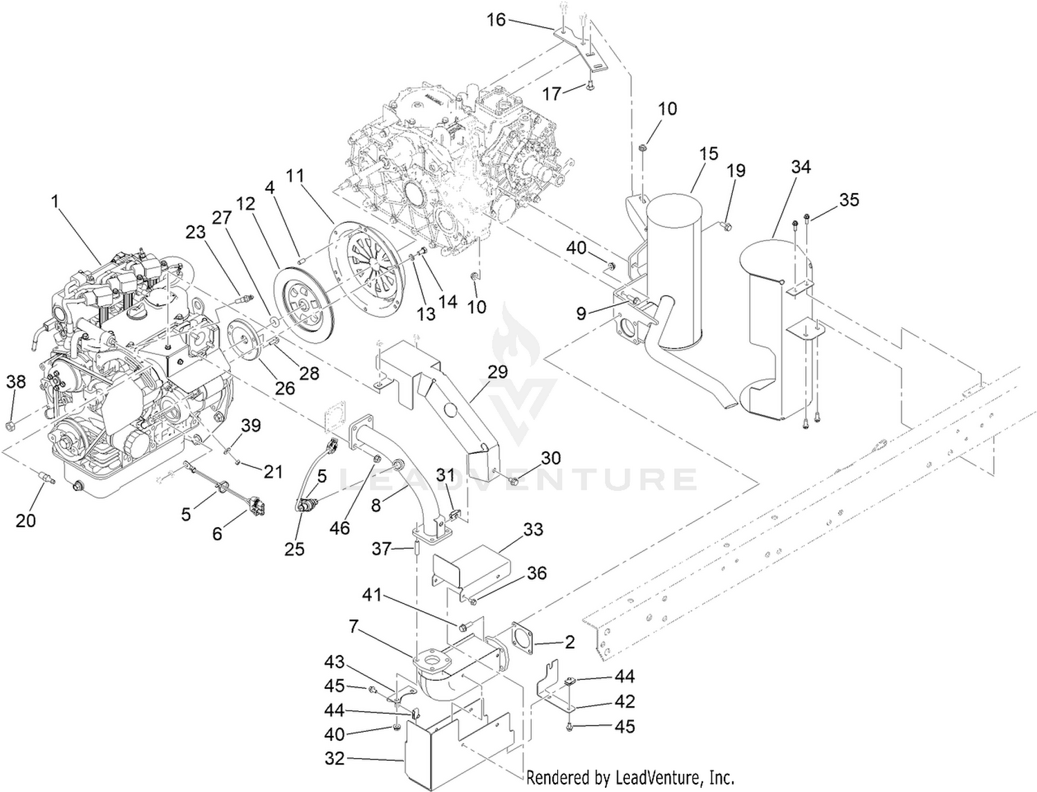 Engine and Exhaust Assembly