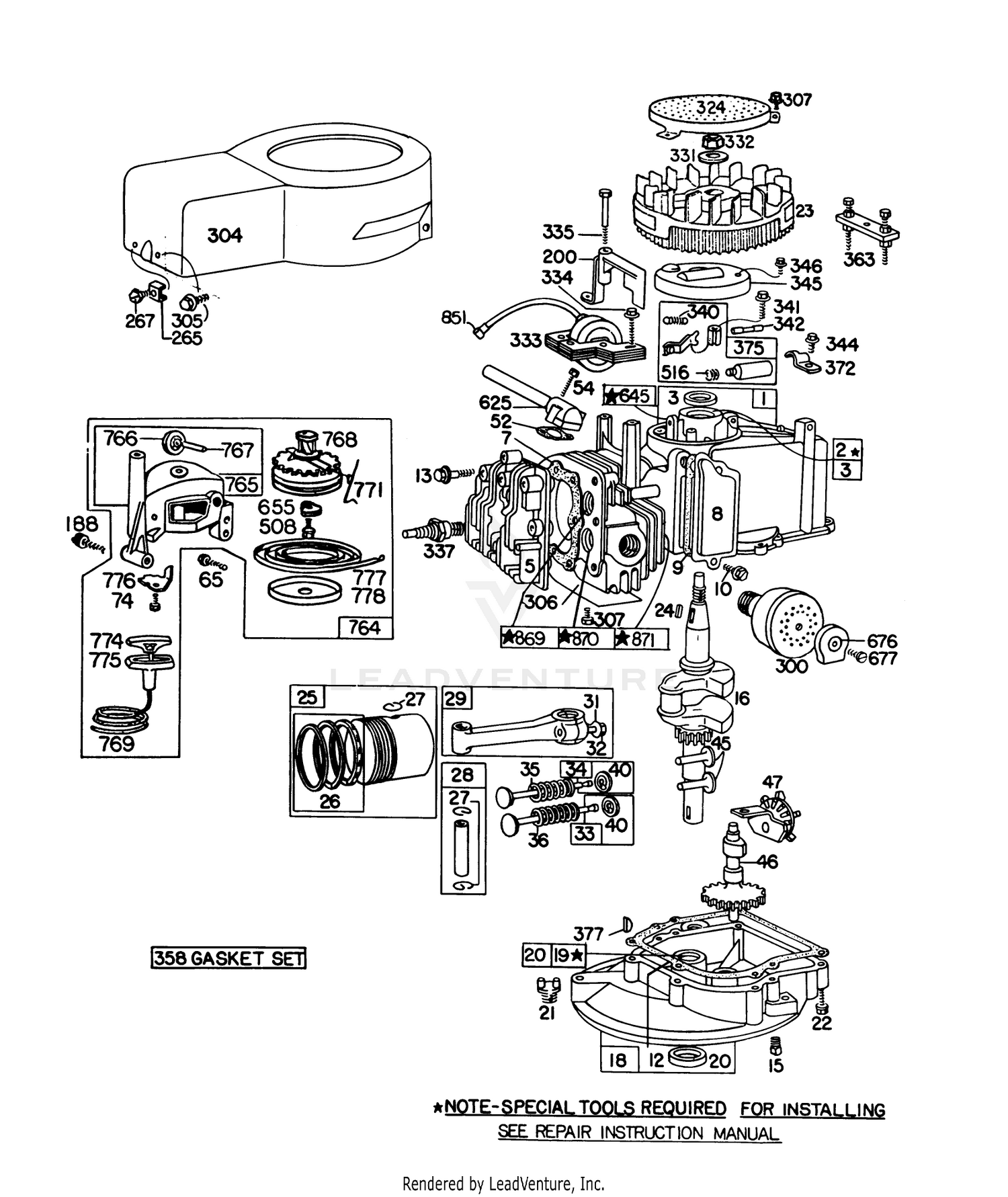 Engine Briggs  Stratton Model No. 92908-1934-01