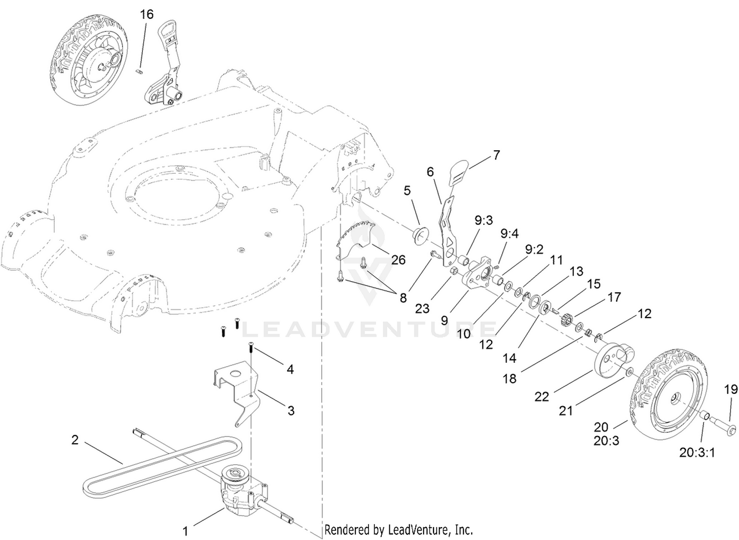 Transmission and Rear Wheel Assembly