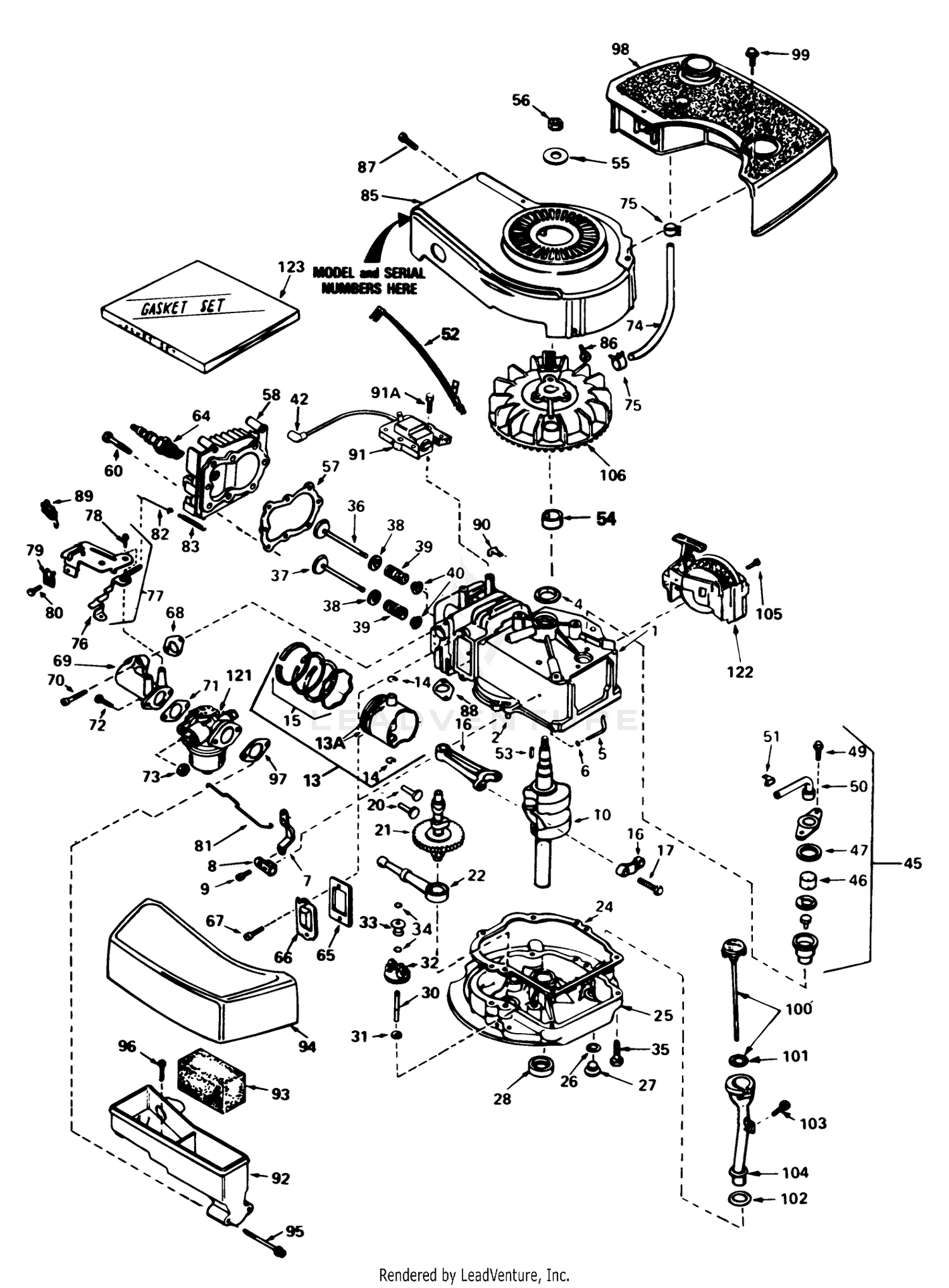 Engine Tecumseh Model No. Tnt 100-10077e