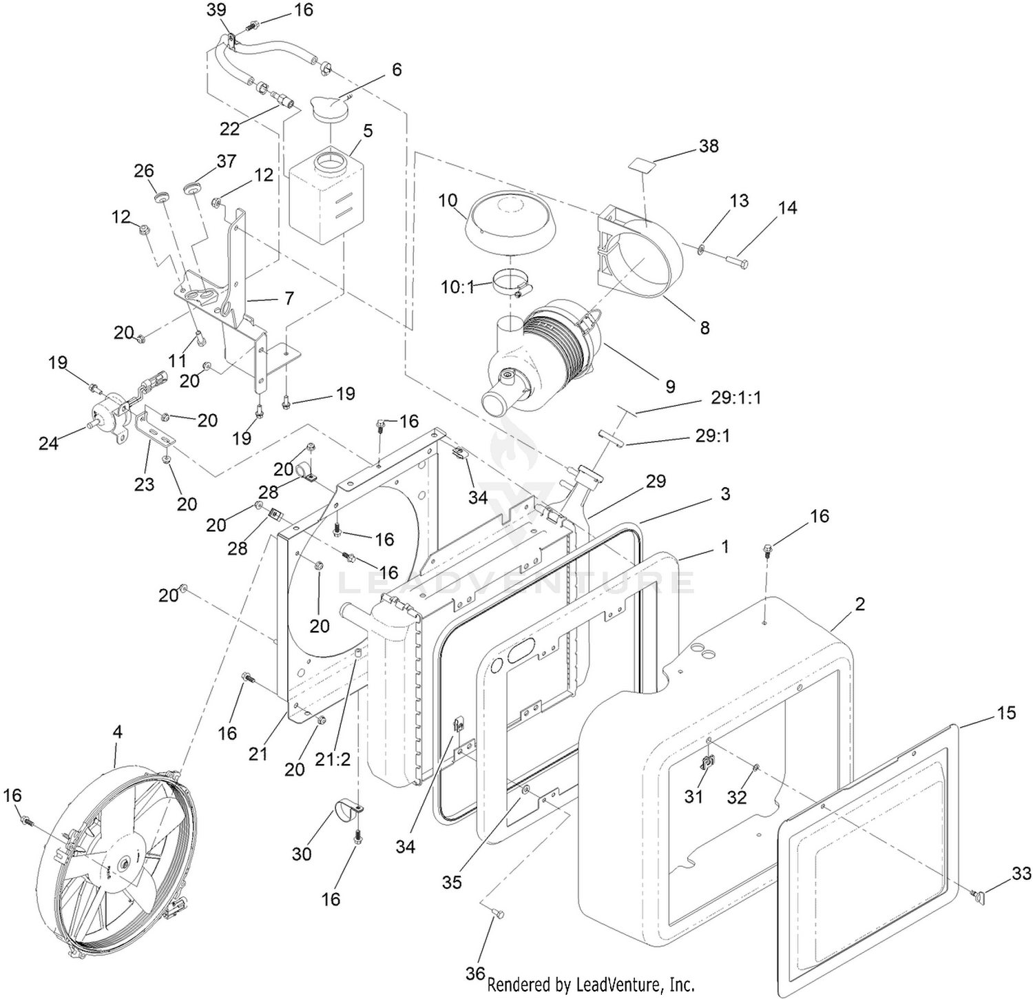 Radiator, Fuel Pump and Air Cleaner Assembly