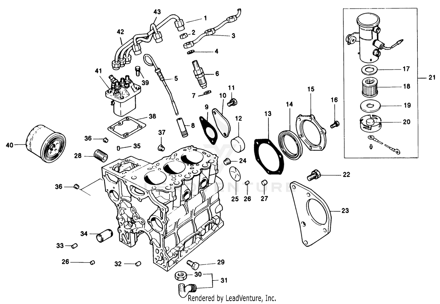 Fuel Supply  Engine Block Assembly