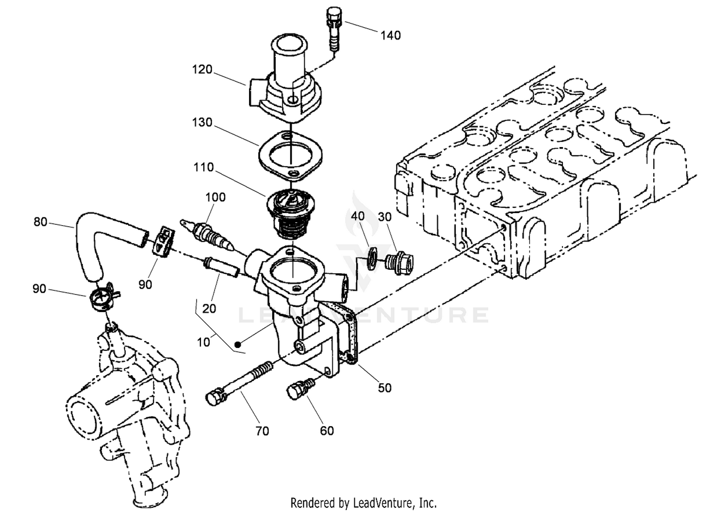 Water Flange and Thermostat Assembly