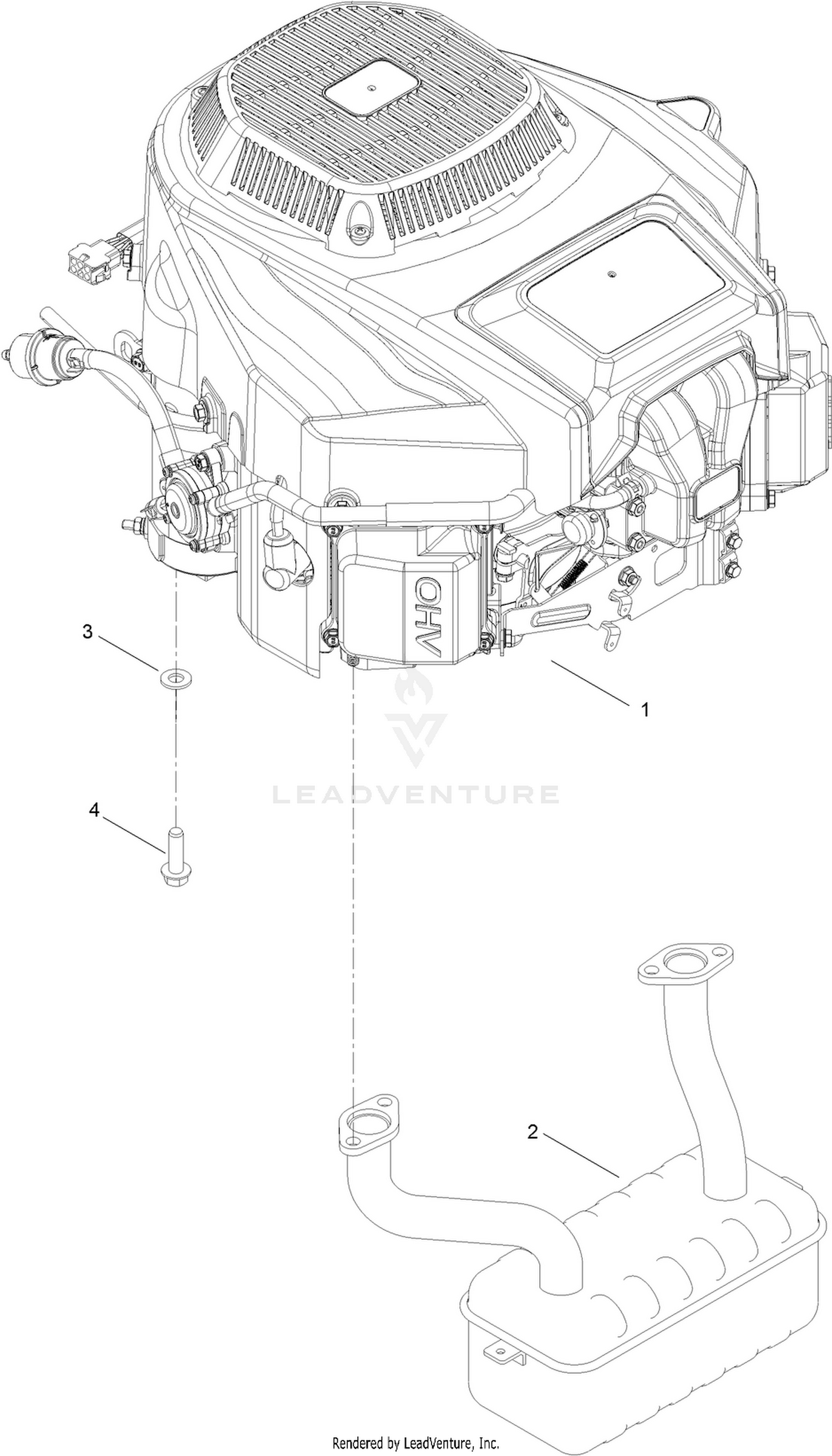 Engine and Muffler Assembly