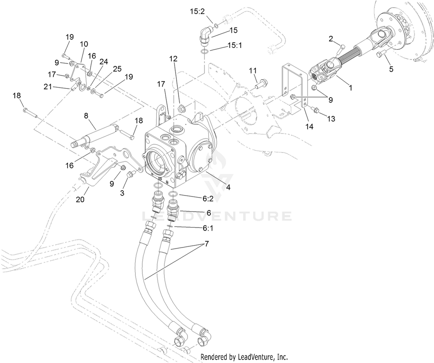 Driveshaft and Variable Pump Hydraulic Fitting Assembly