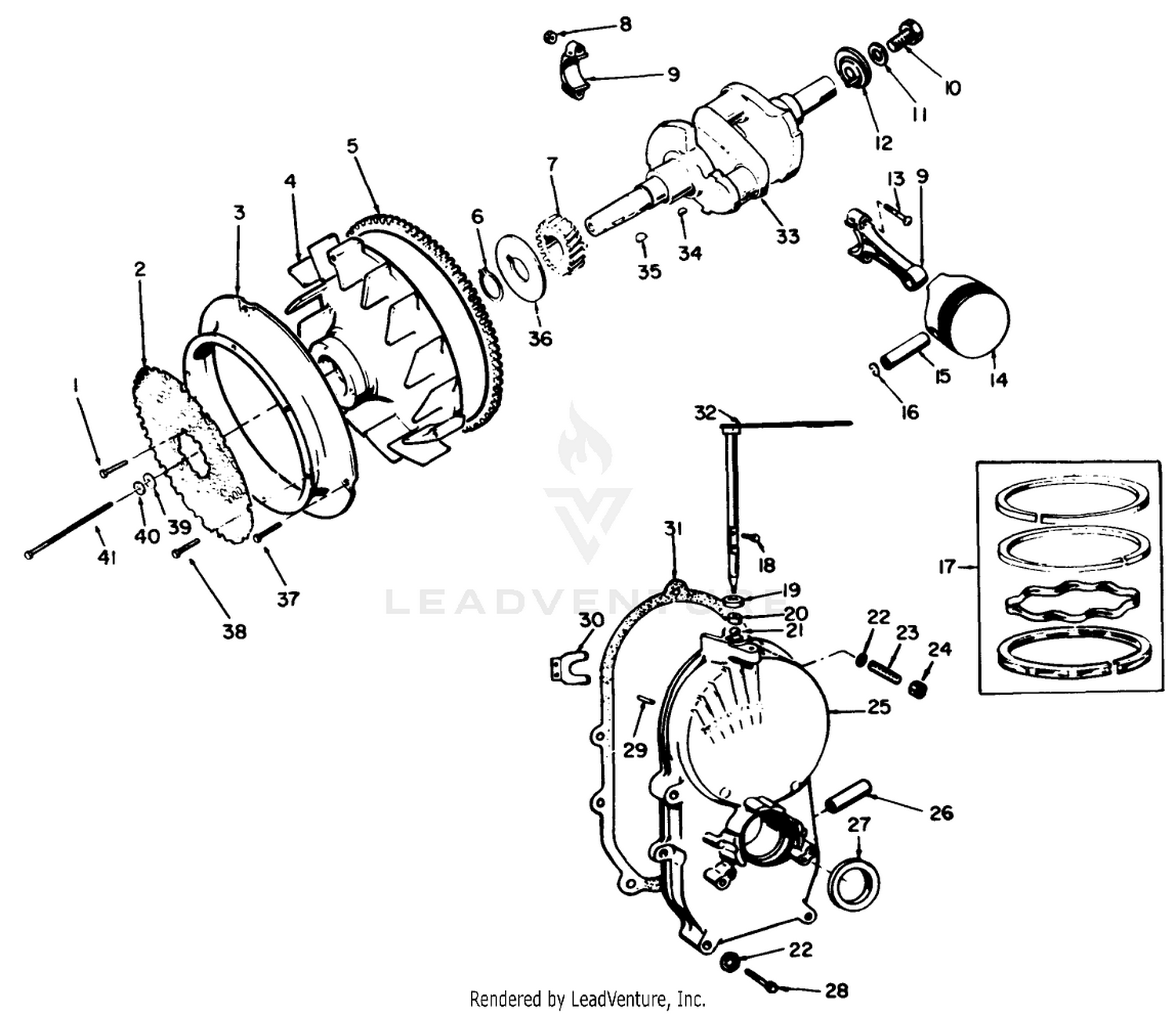Engine, Onan Model No. B48g-Ga020 Type No. 4348g Crankshaft And Flywheel
