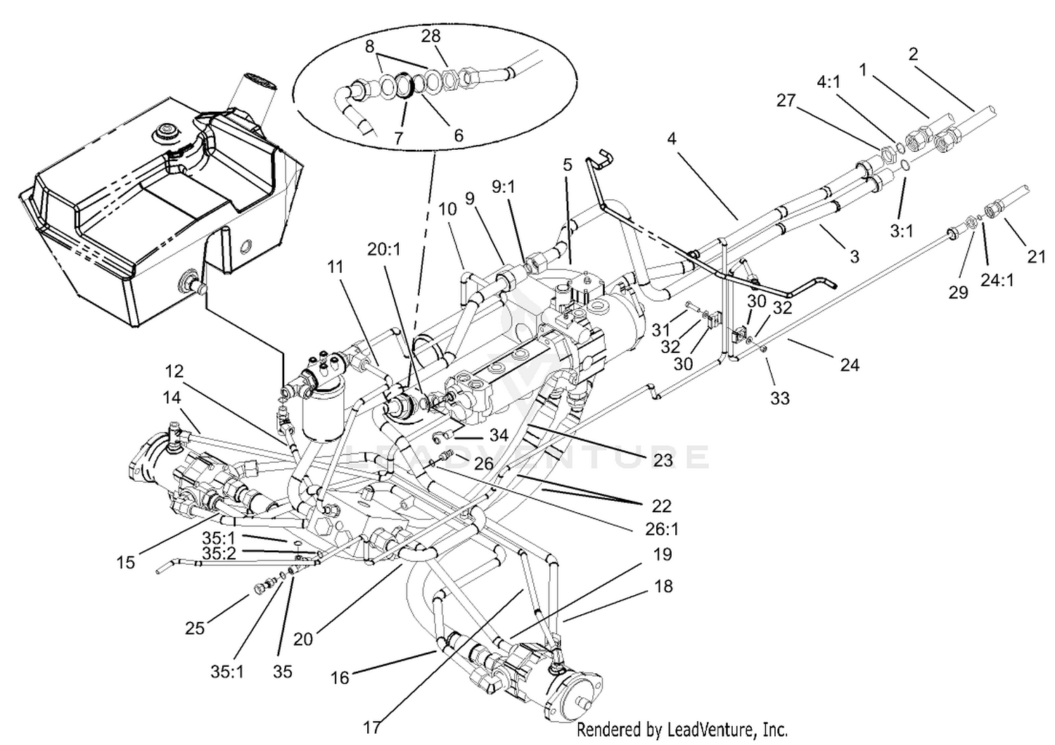 Traction Hydraulic Line Assembly