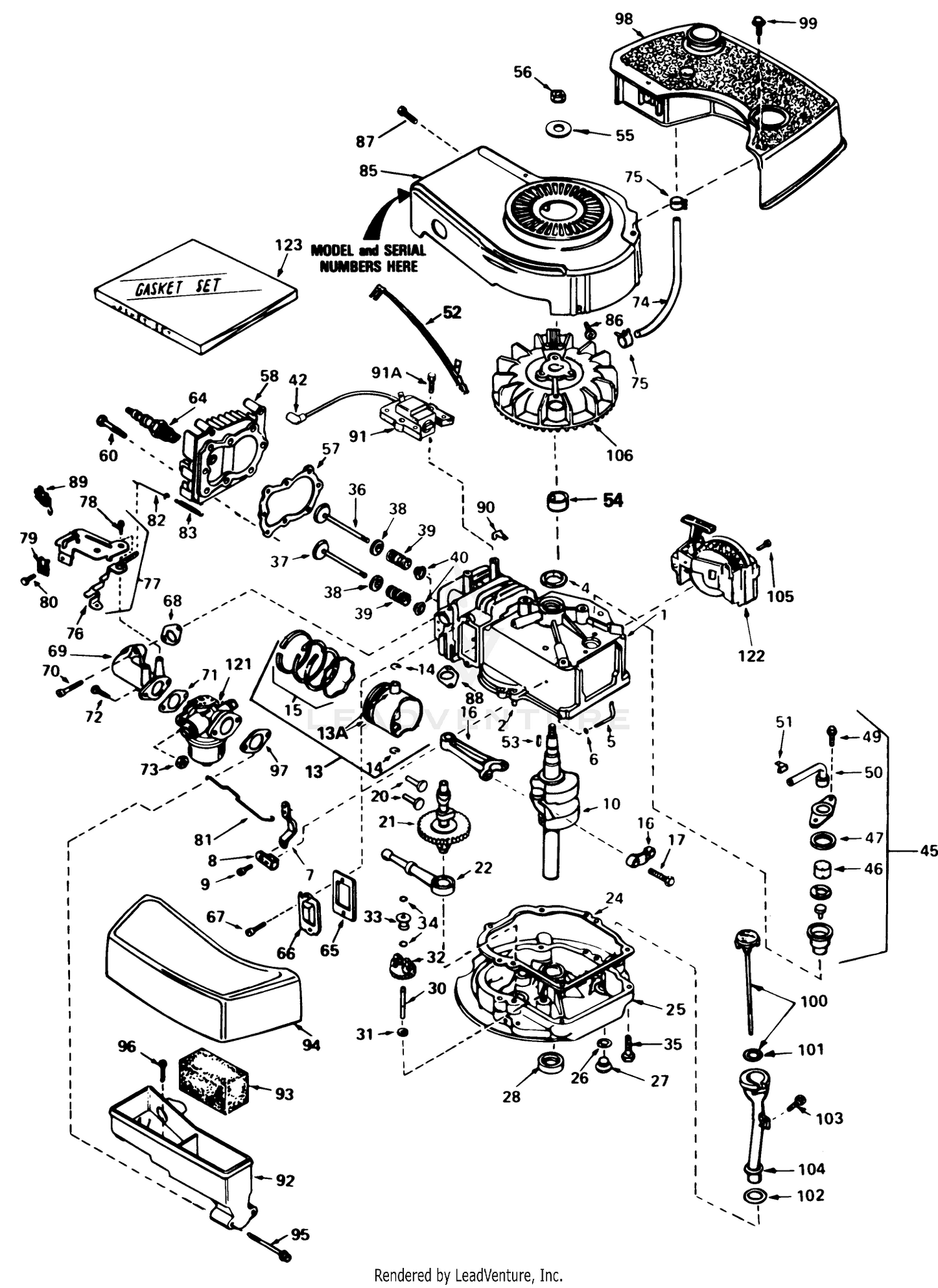 Engine Tecumseh Model No. Tnt 100-10086e