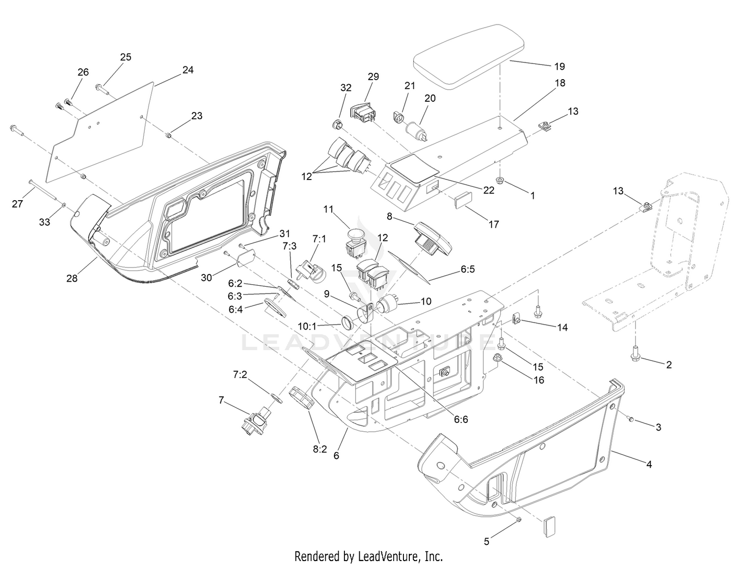 Armrest Control Panel Assembly