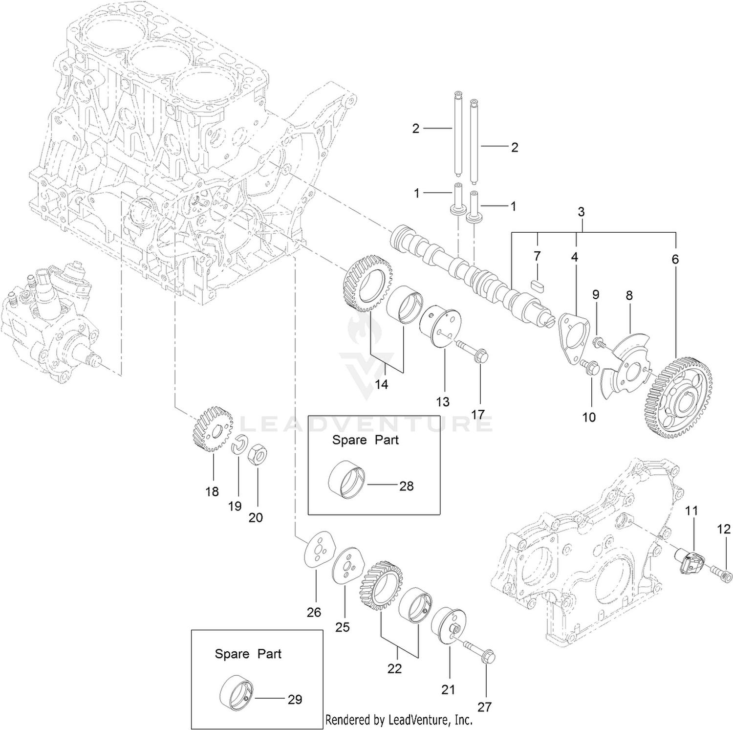 Camshaft and Driving Gear Assembly
