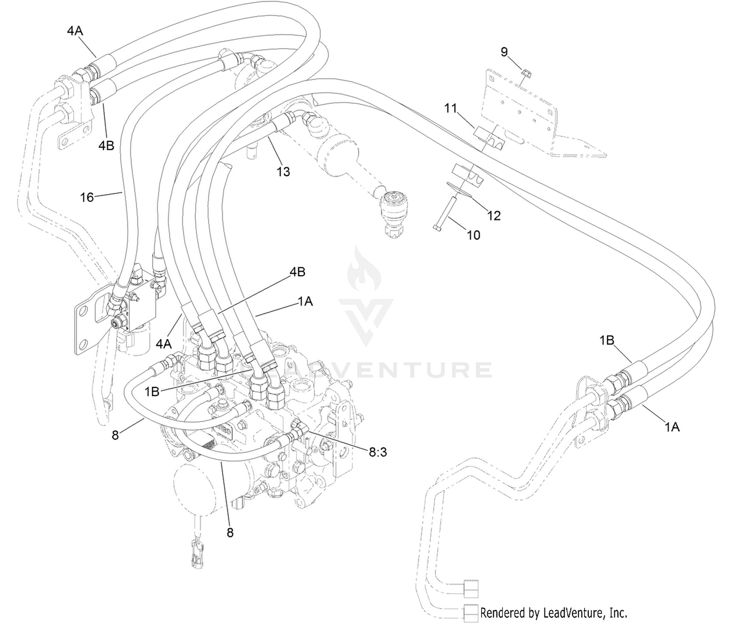 2 Wheel Drive Hydraulic Hose Assembly