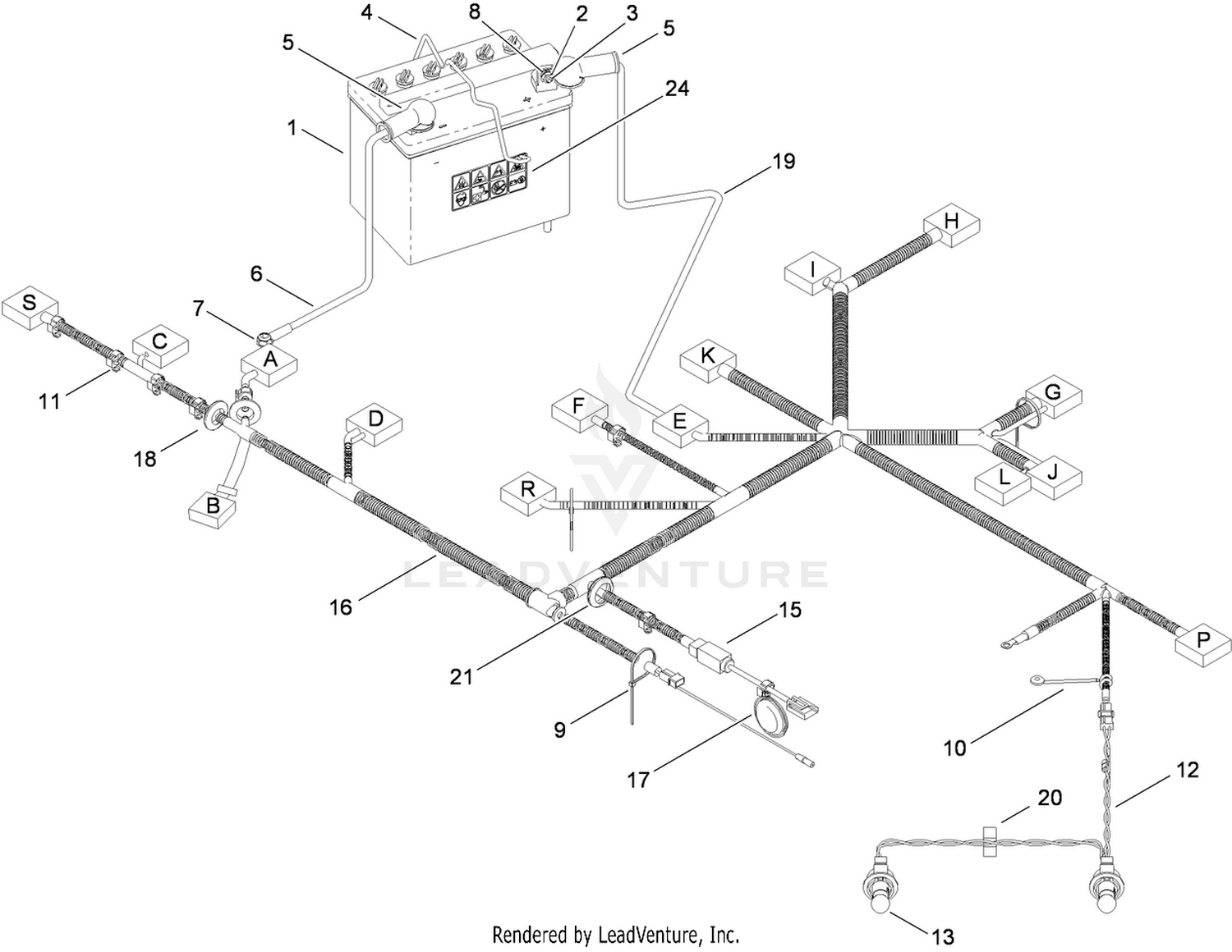 Battery and Electrical Harness Assembly