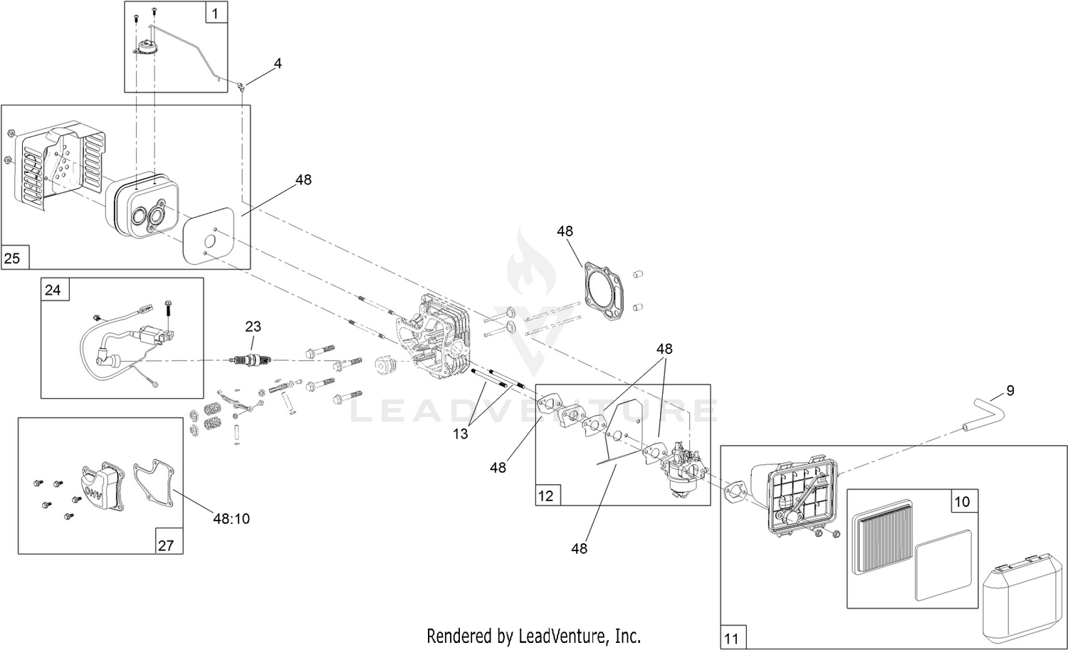 Carburetor, Air Cleaner and Valve Cover Assembly  Engine Assembly No. 120-4412