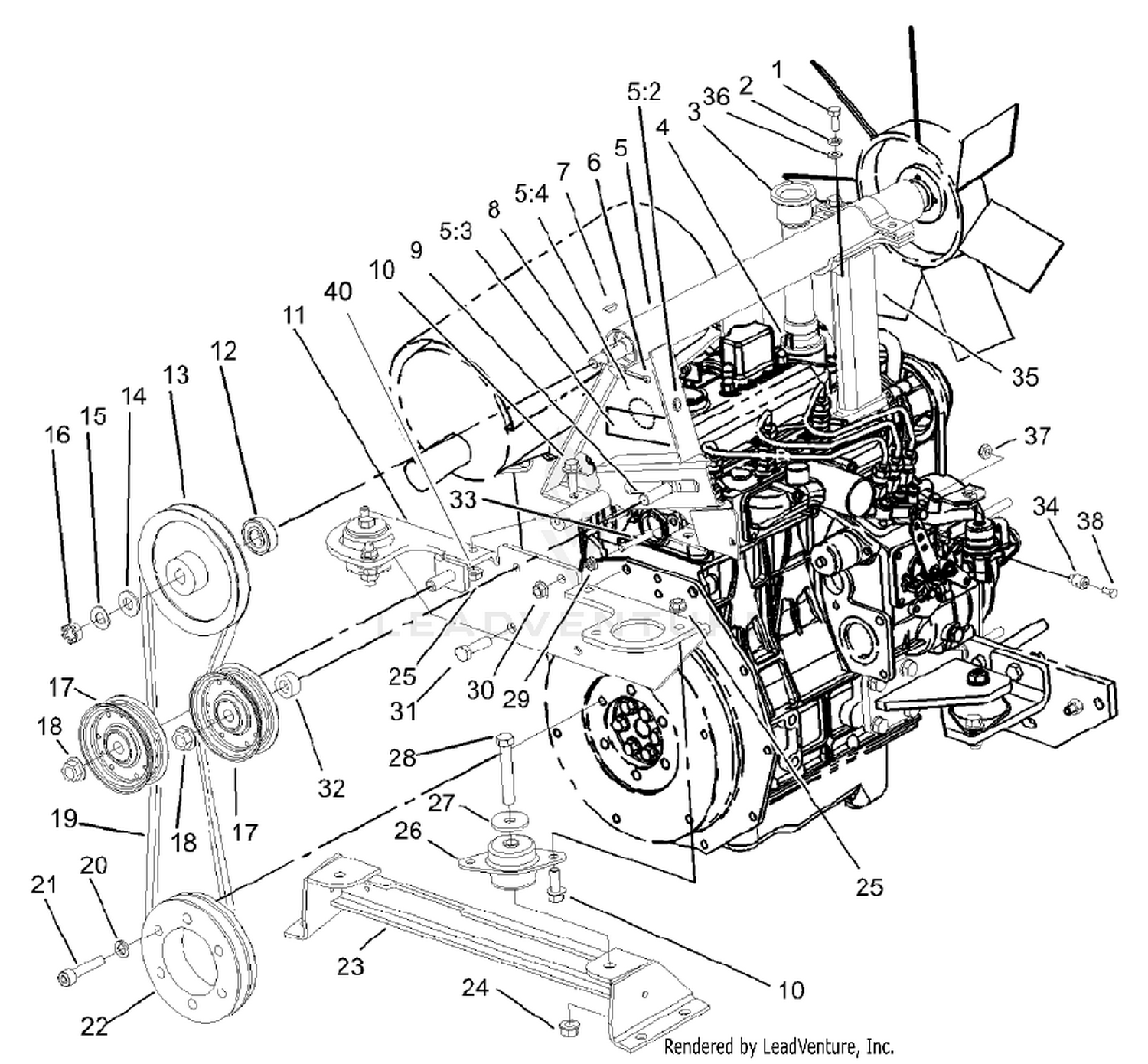 Engine Pulley System Assembly