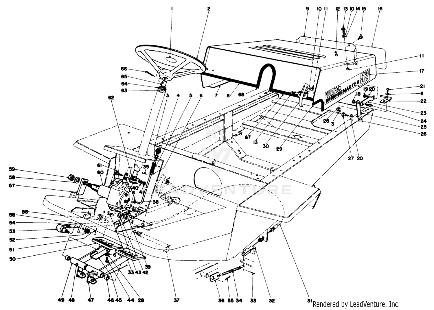 Pedals, Hood And Steering Wheel Assembly