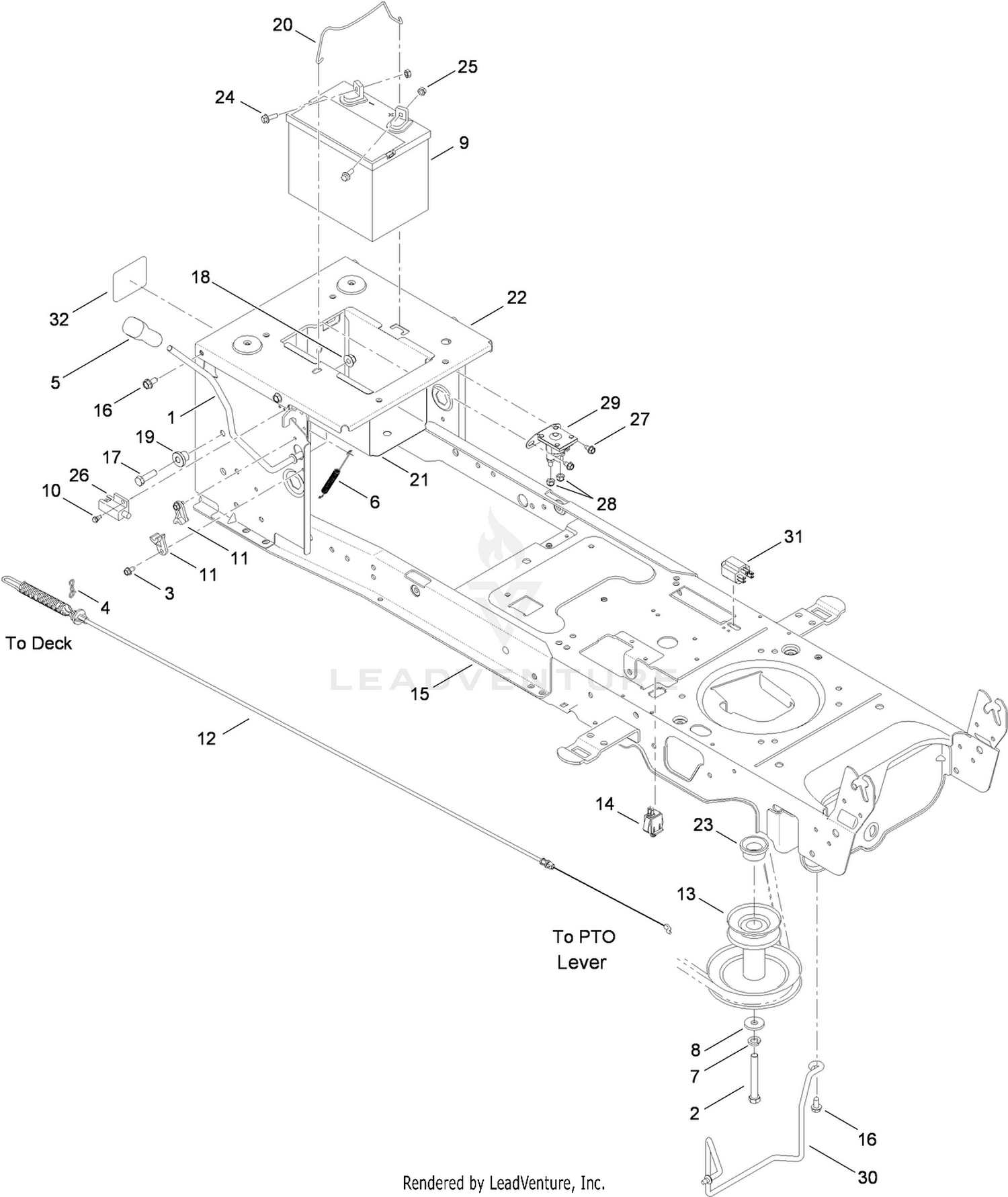 Frame, Battery and PTO Assembly