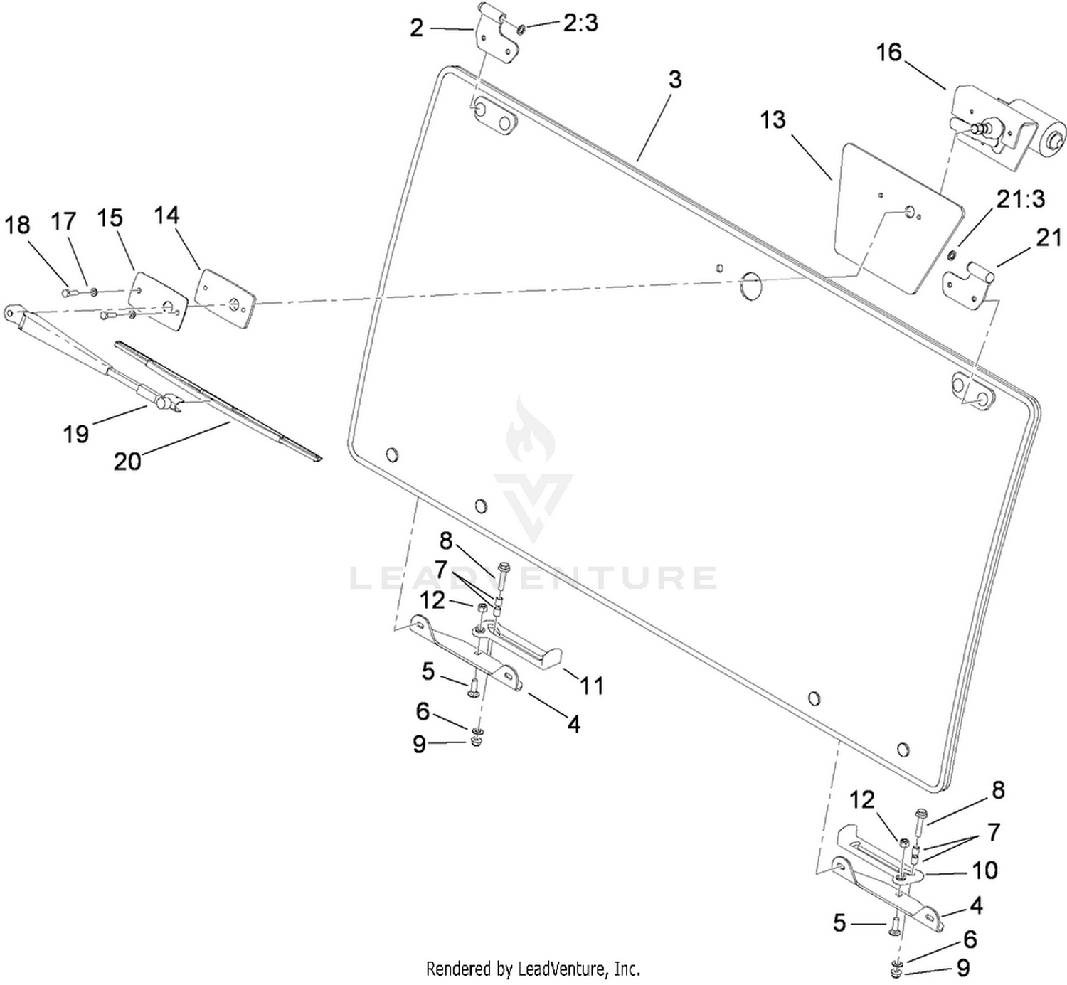Windshield and Wiper Assembly