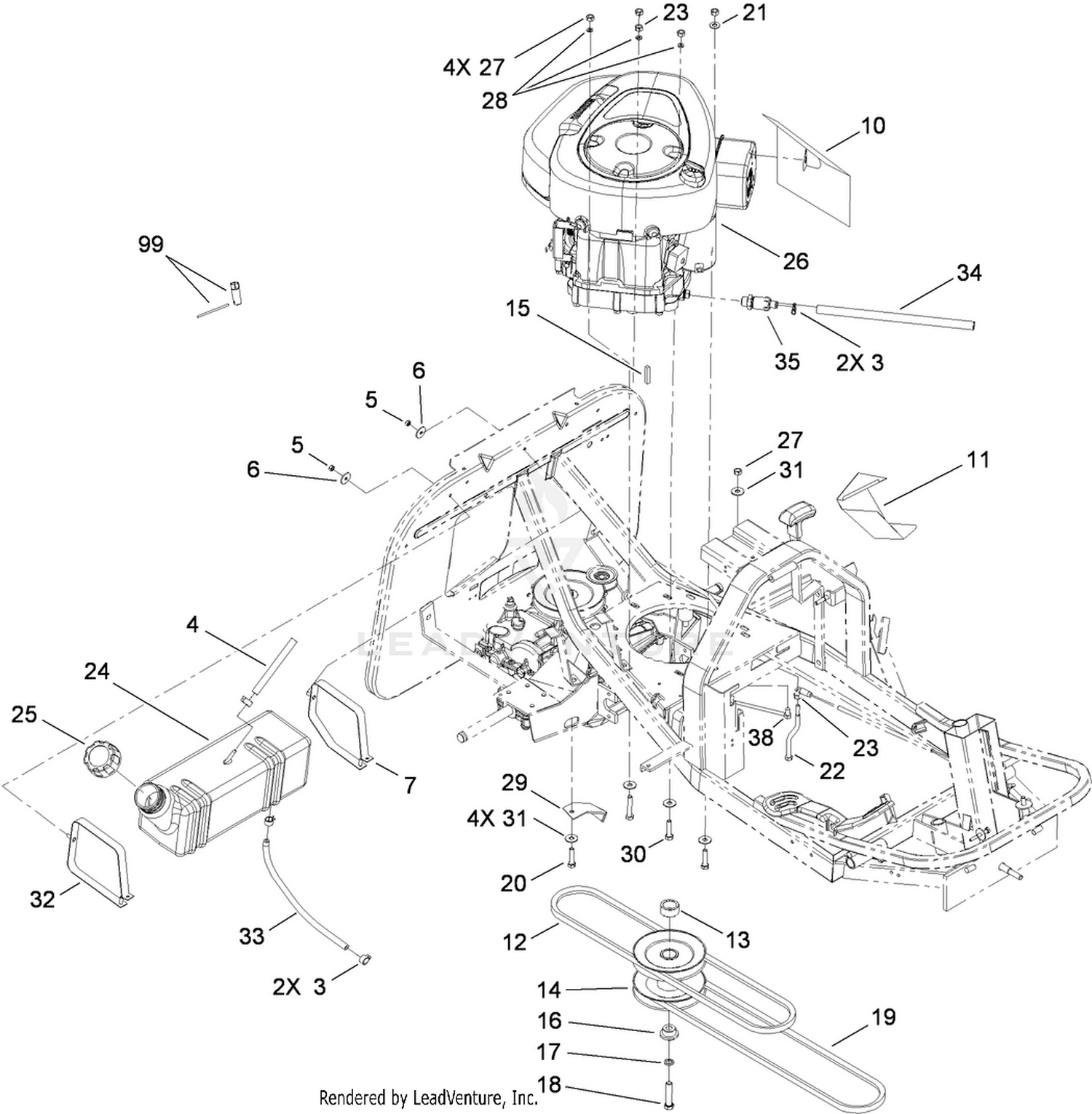 Engine and Fuel Tank Assembly