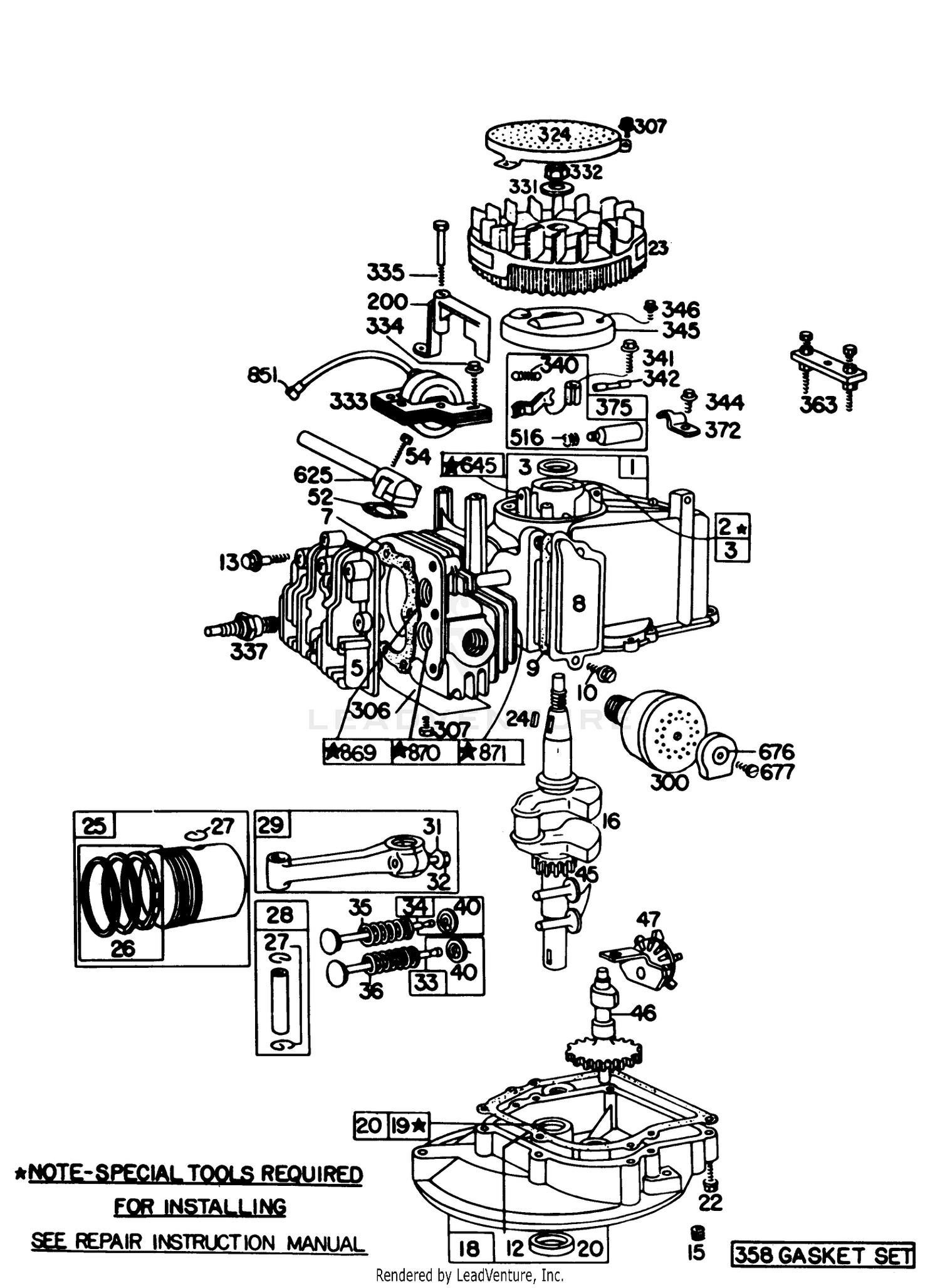 Engine Briggs  Stratton Model 92908-1956-01 Engine Briggs  Stratton Model 93508-0192-01