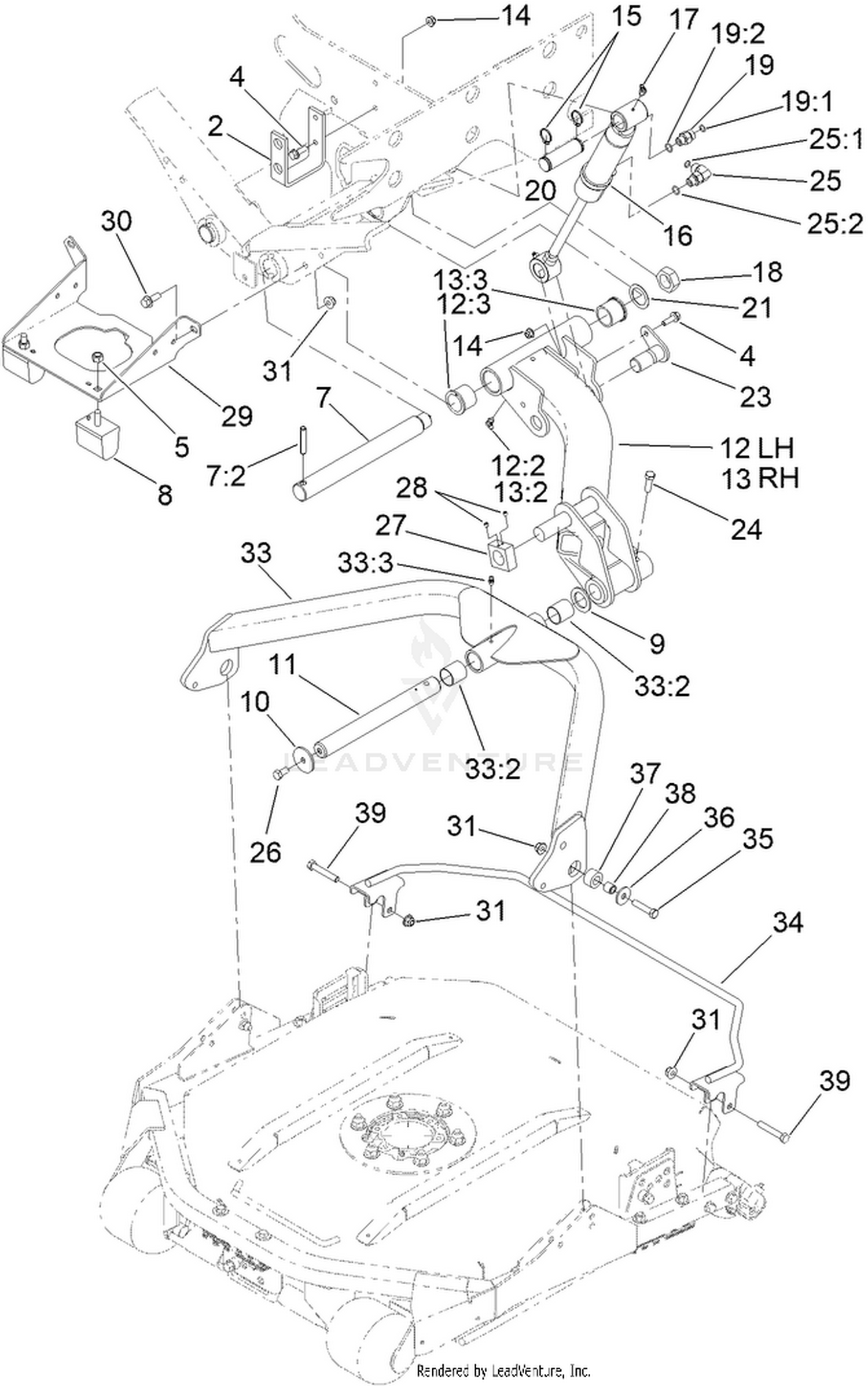 No. 2 and 3 Lift Arm and Deck Assembly