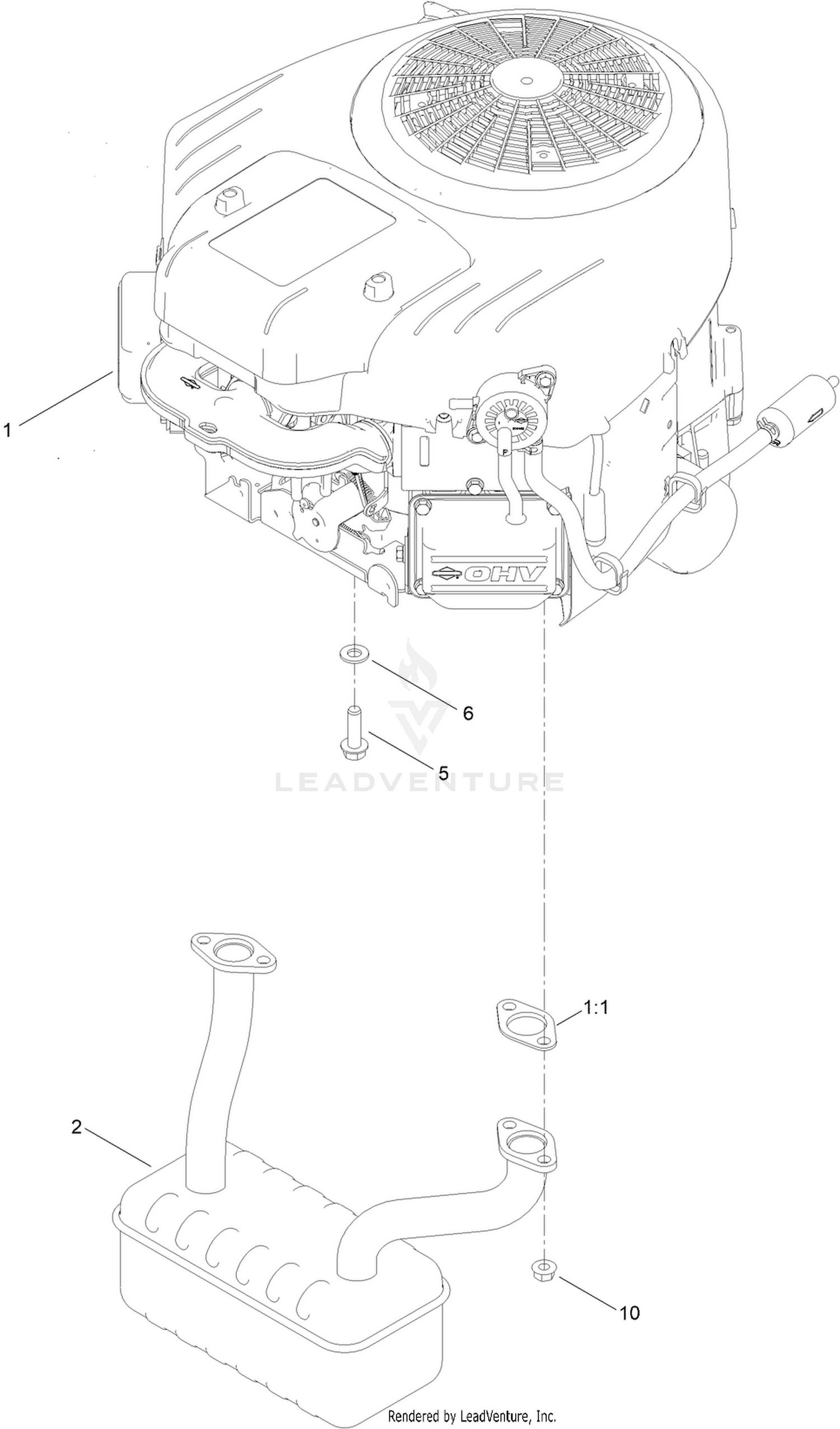 Engine and Muffler Assembly